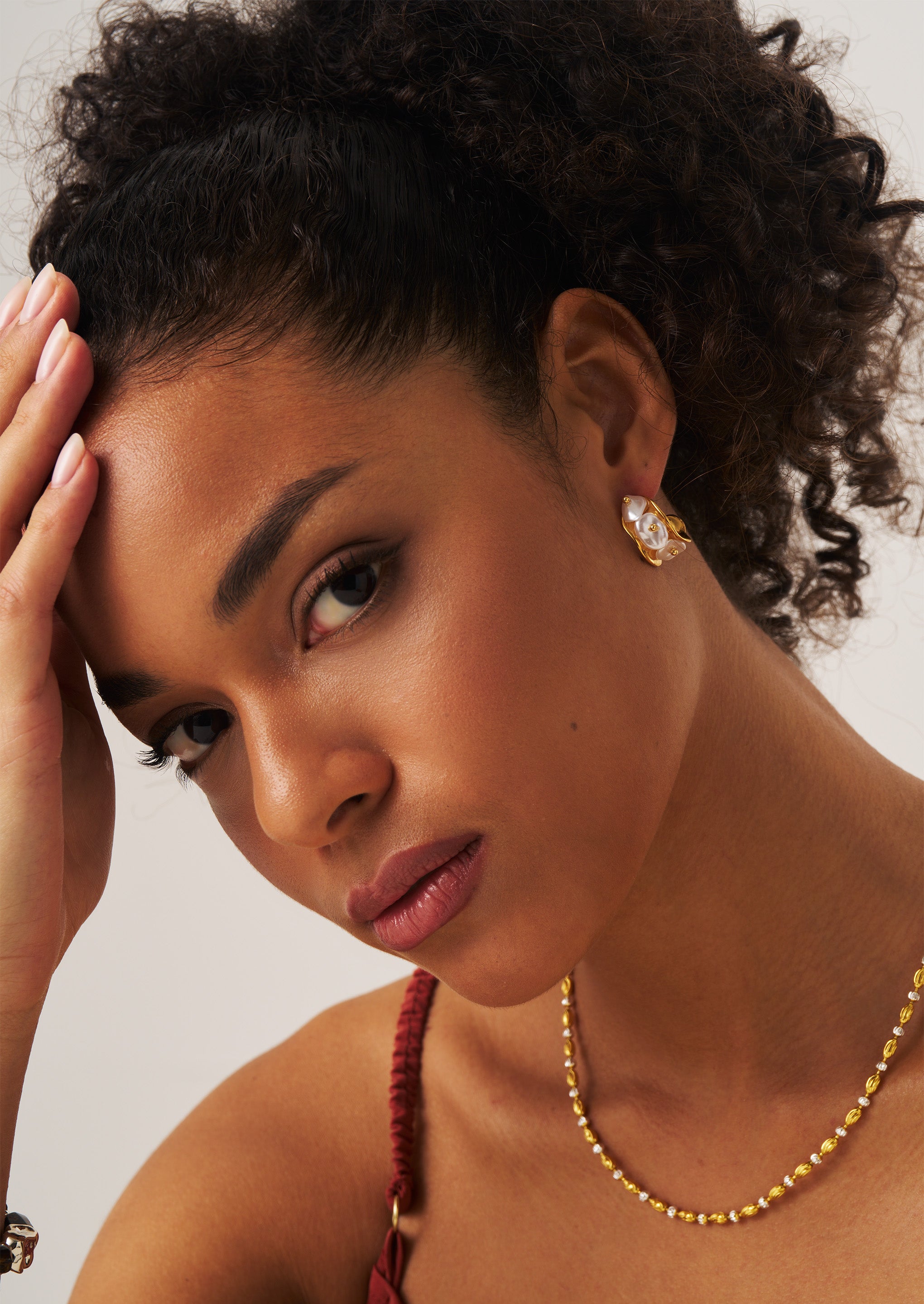 Shaped Pearl Hoop Earrings