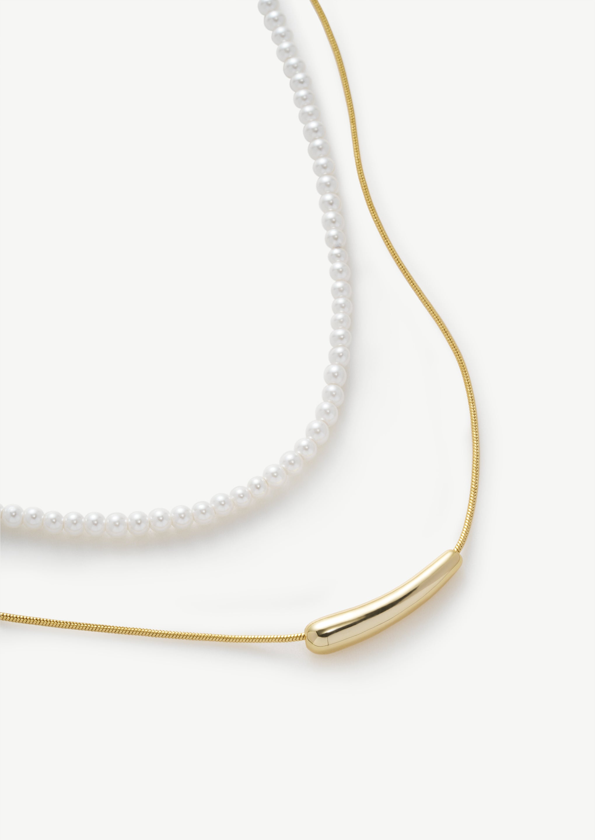 Layered Pearl Chain Necklace