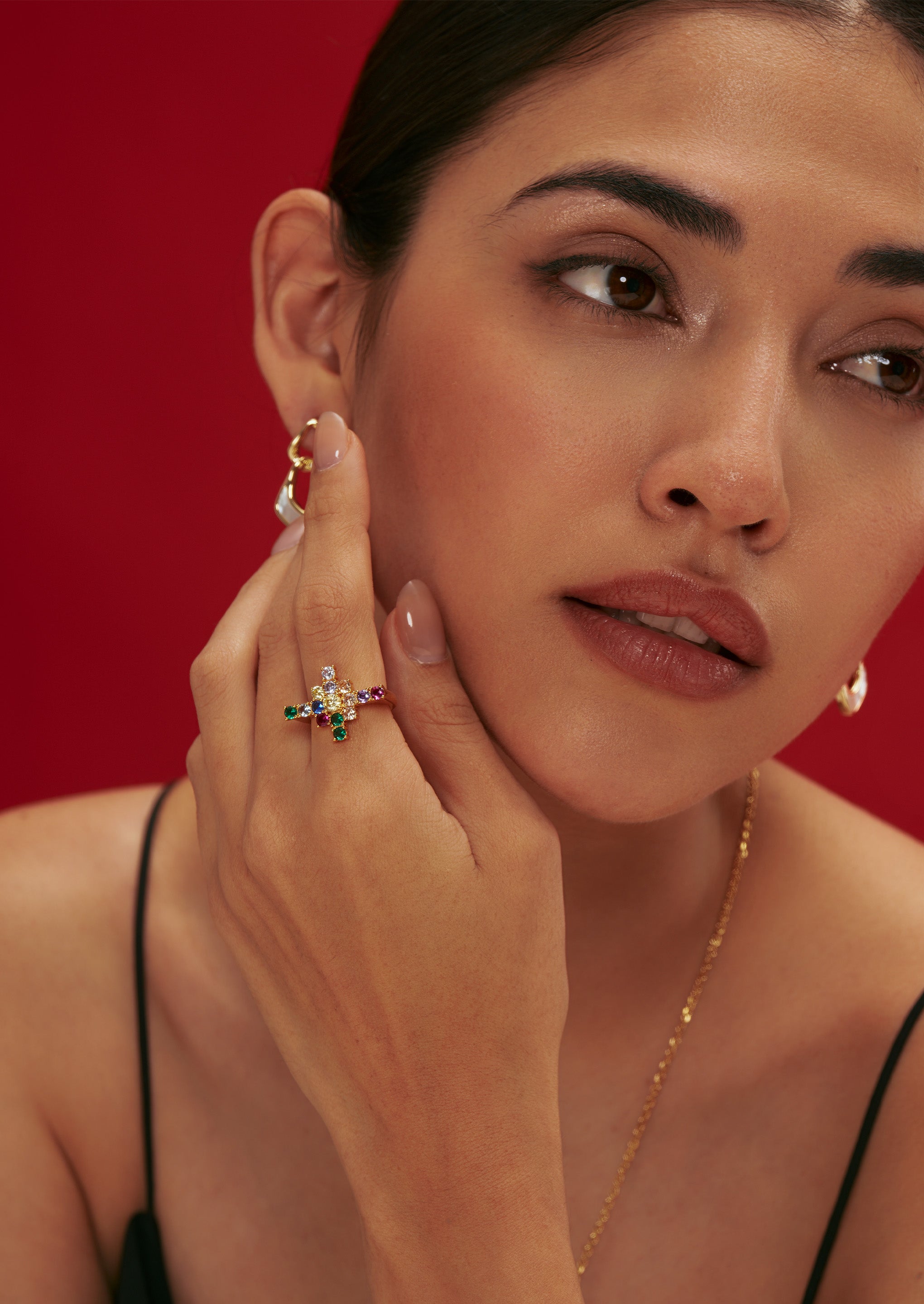 Iridescent Cross Ring