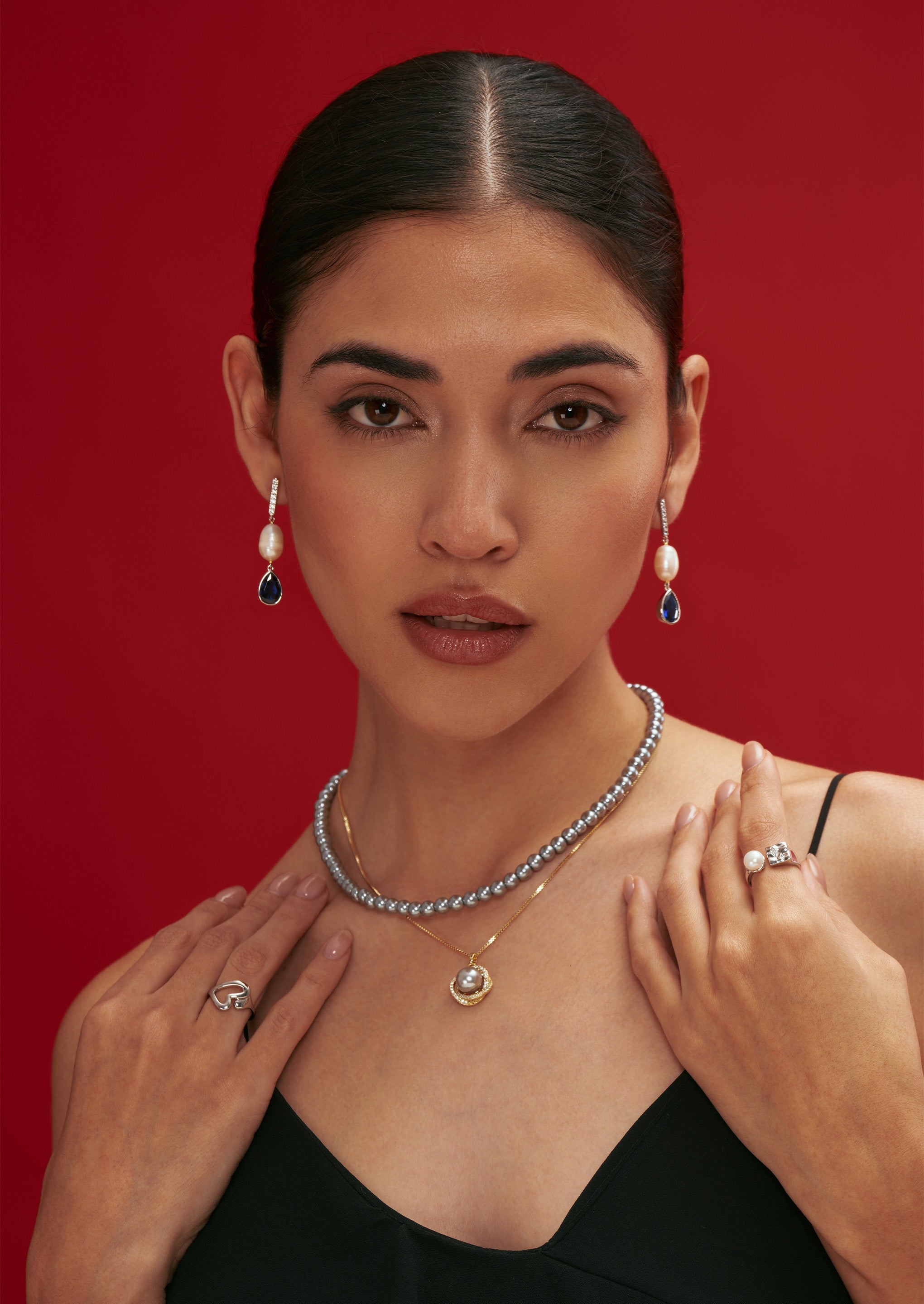 Pearl Gemstone Drop Earrings