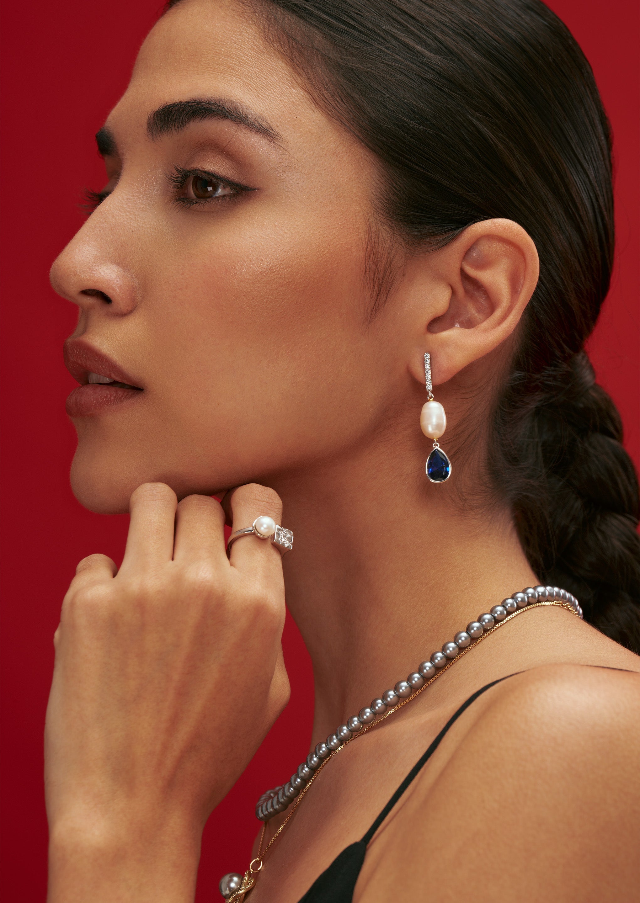 Pearl Gemstone Drop Earrings