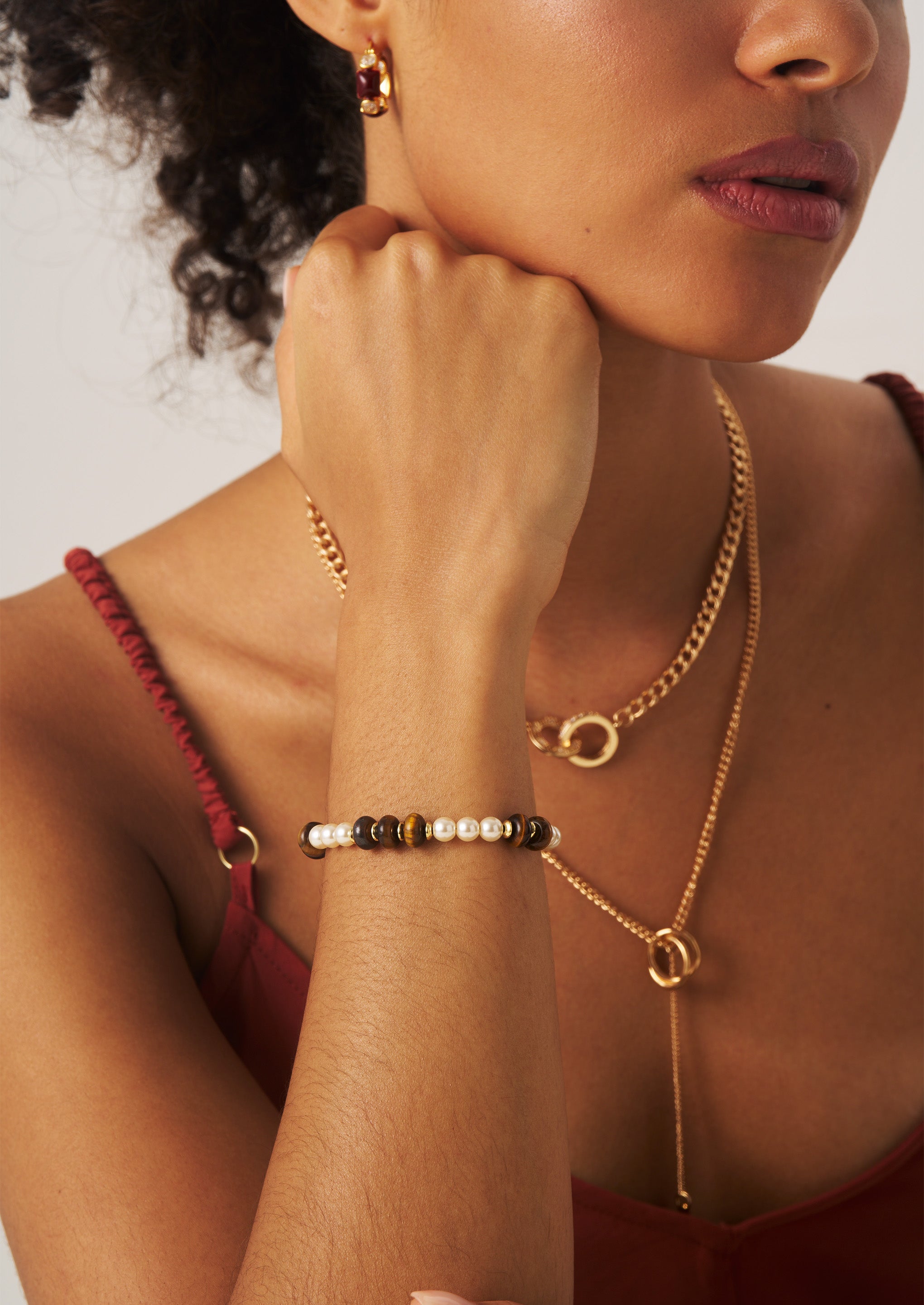 Tiger Eye Pearl Bracelet