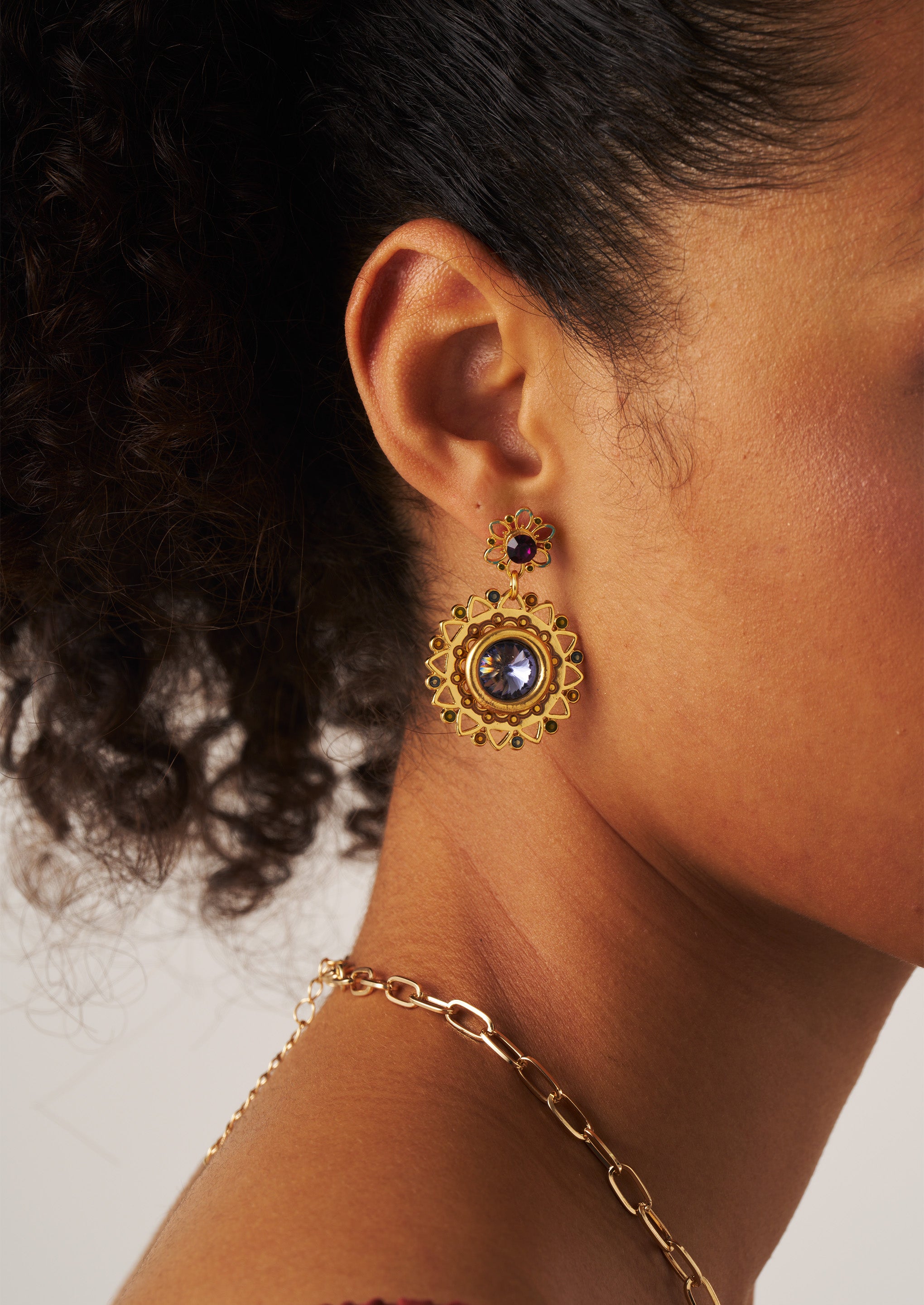 Floral Drop Statement Earrings