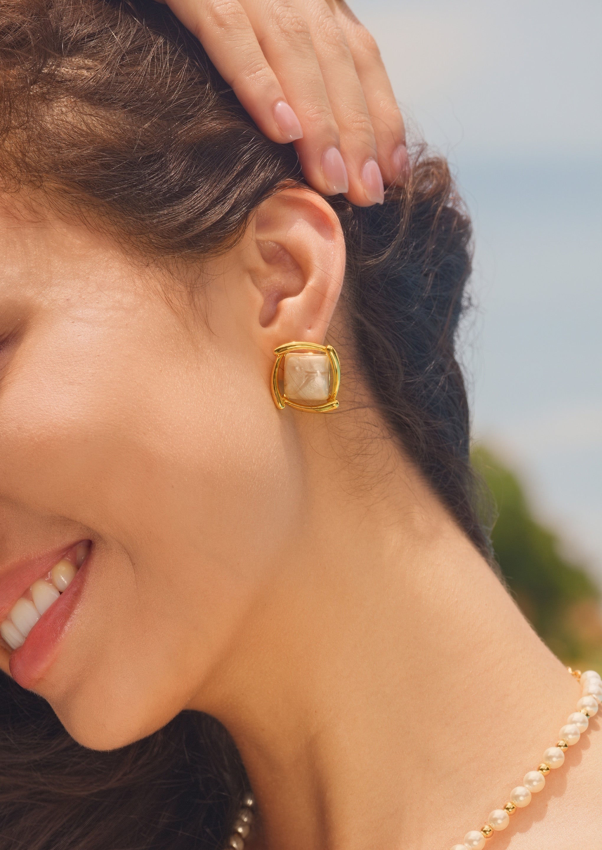 Square Swirl Stud Earrings