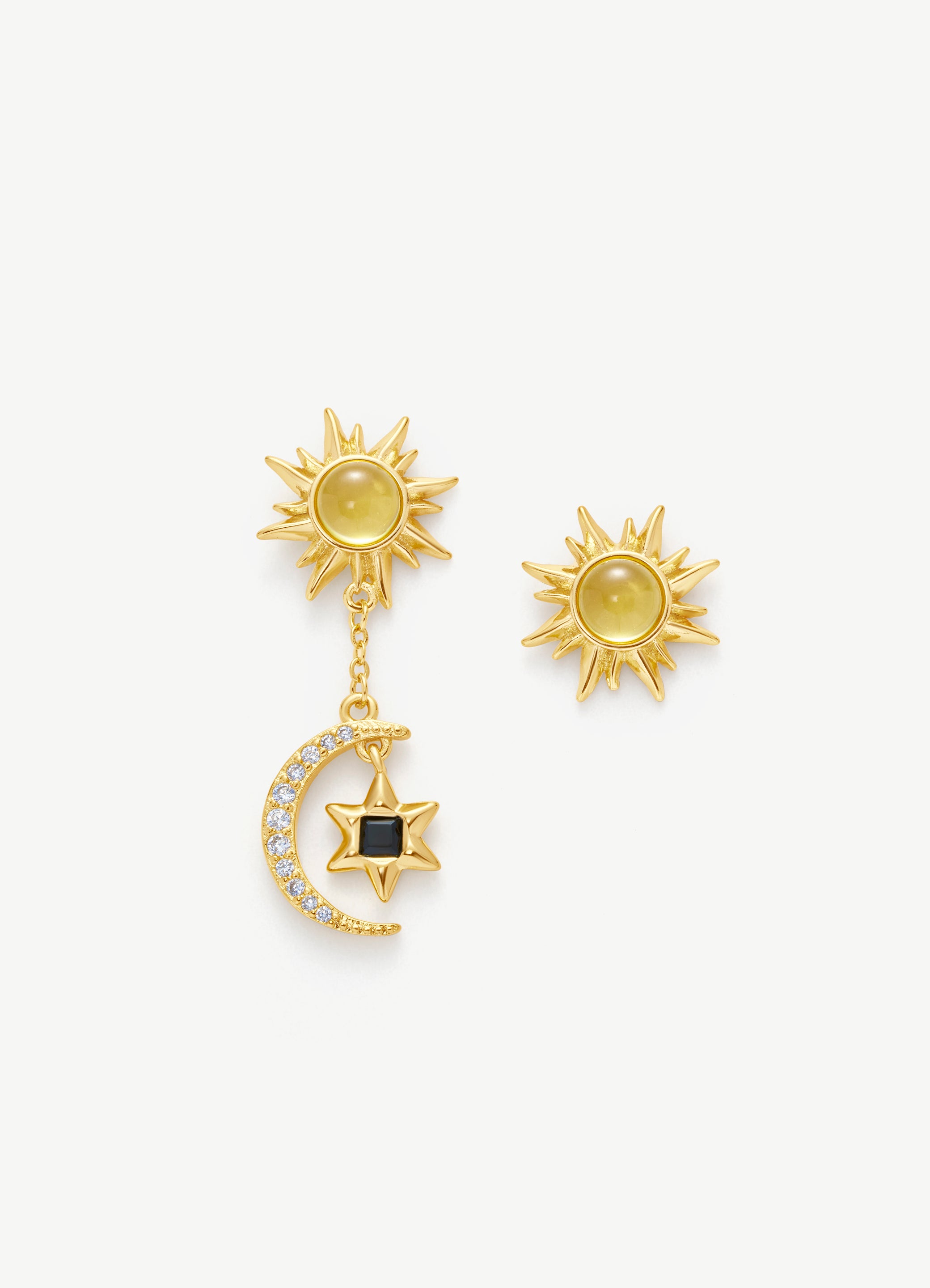 Star Moon Asymmetric Earrings