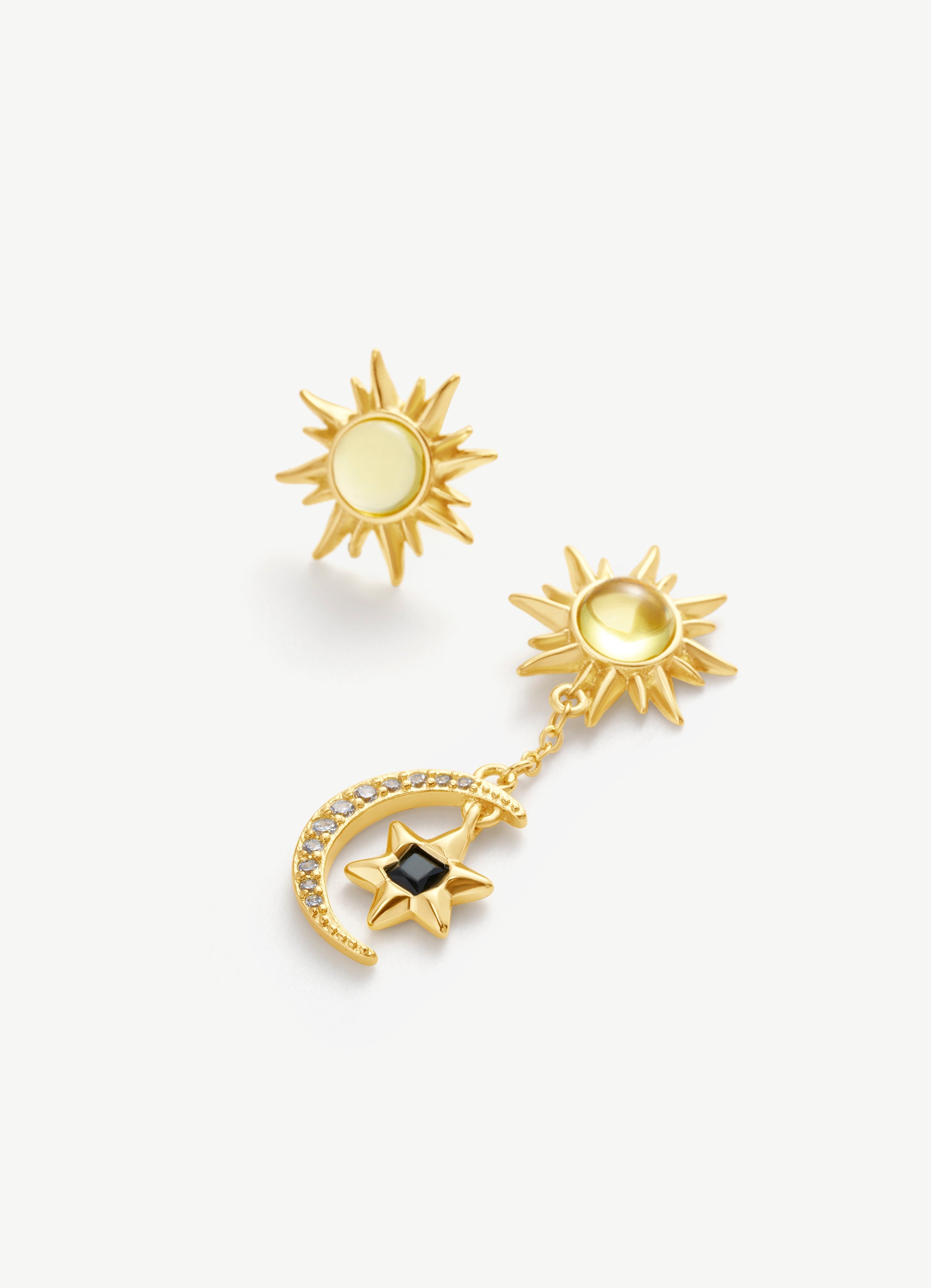 Star Moon Asymmetric Earrings