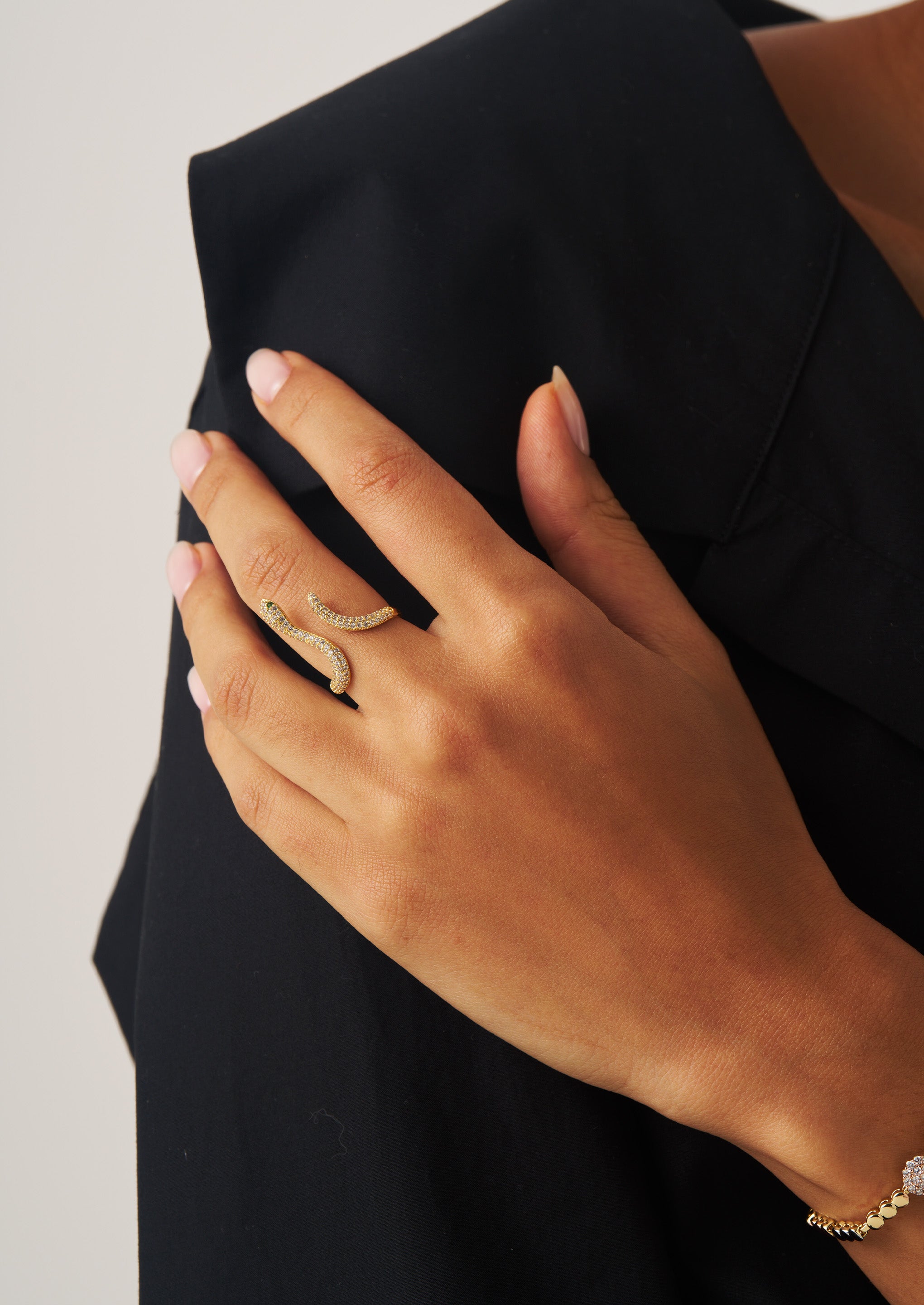 Pave Snake Open Ring