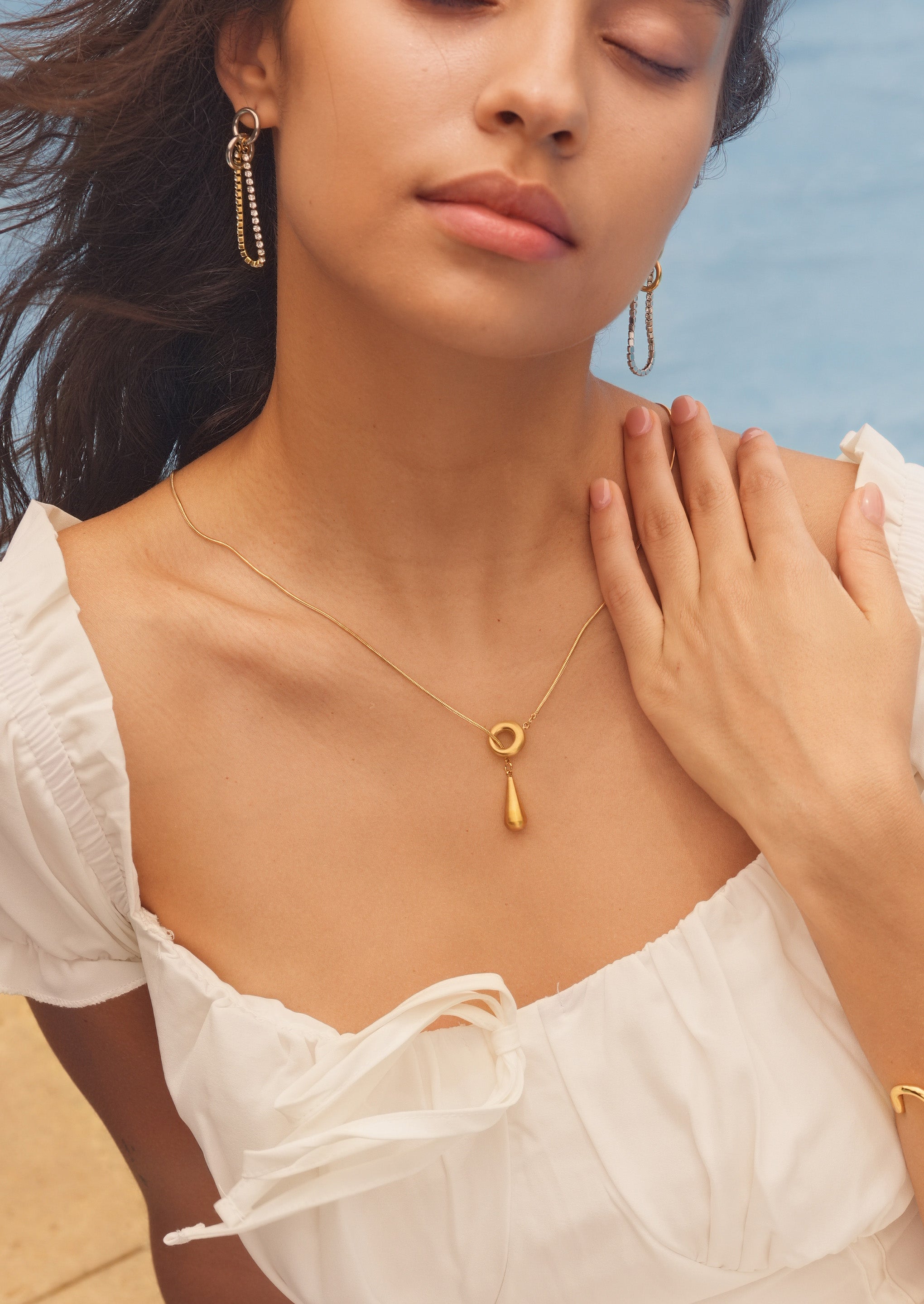 Teardrop Ring Pendant Necklace