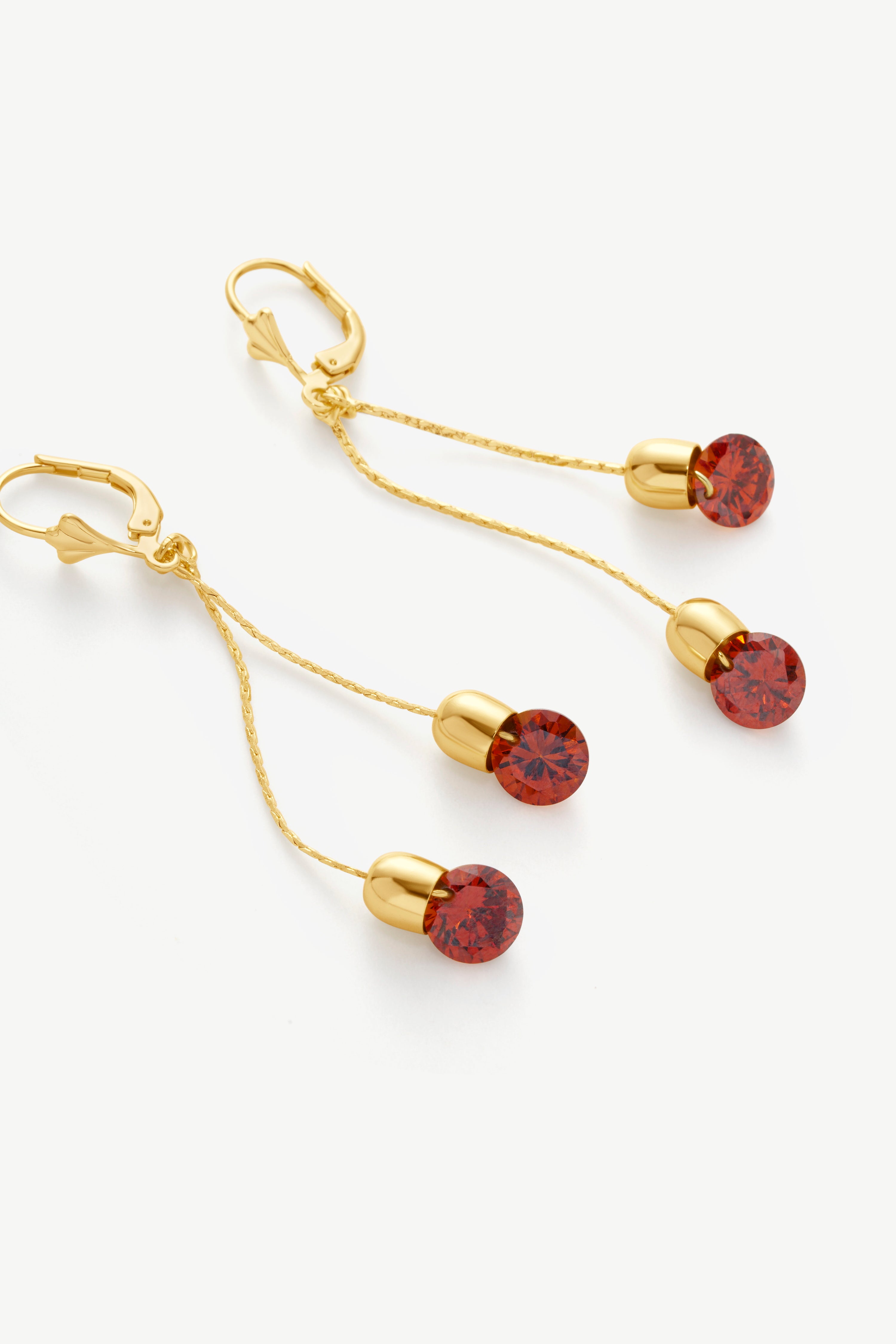Double Drop Gemstone Earrings