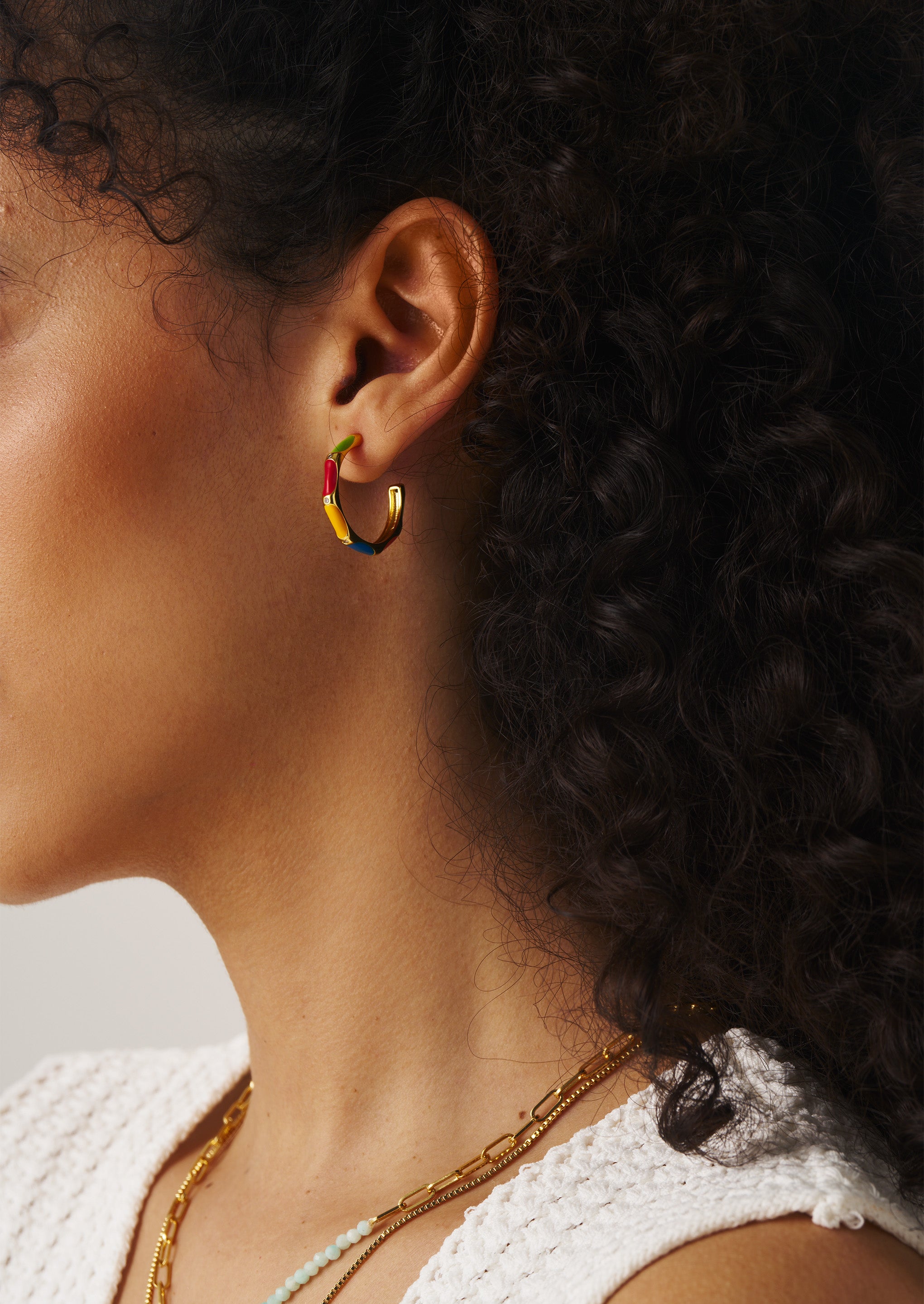 Colorful Enamel Hoop Earrings