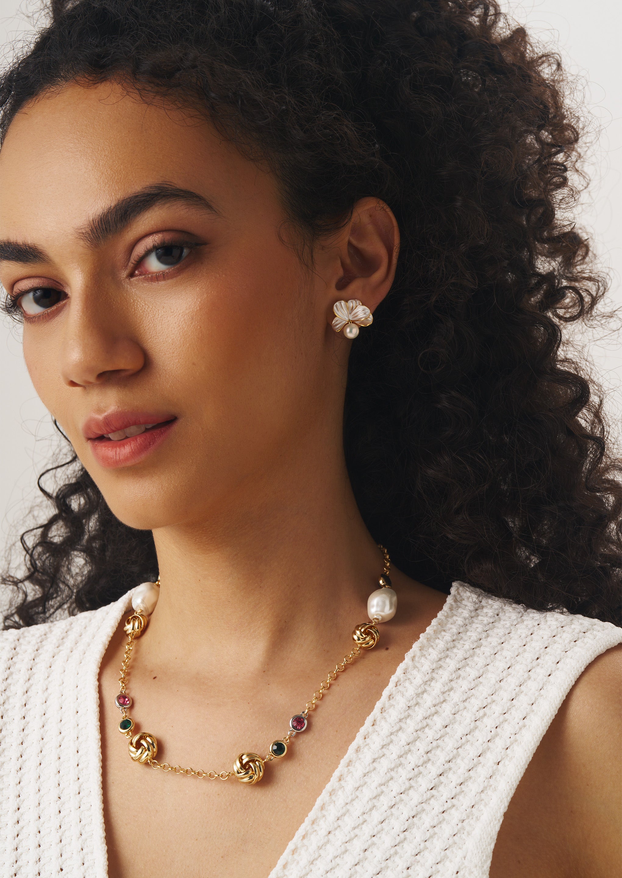 Floral Pearl Stud Earrings