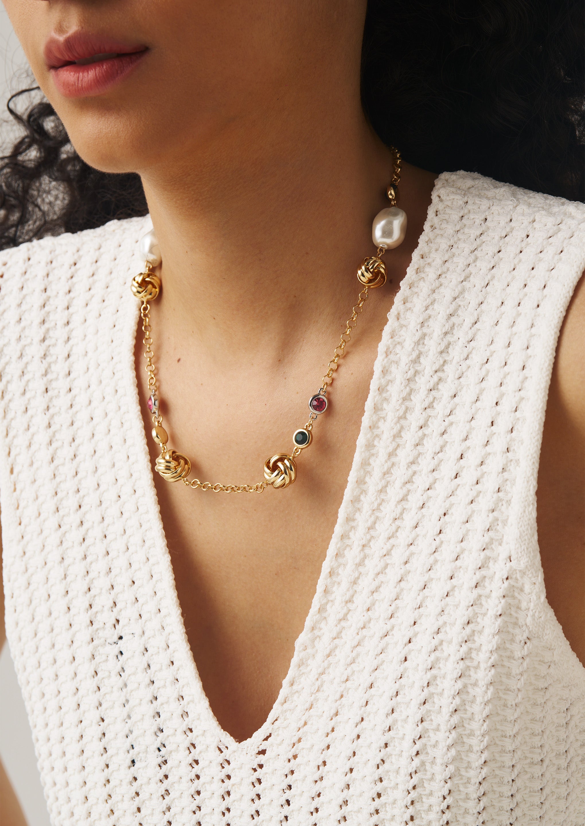 Pearl Gemstone Gold Necklace