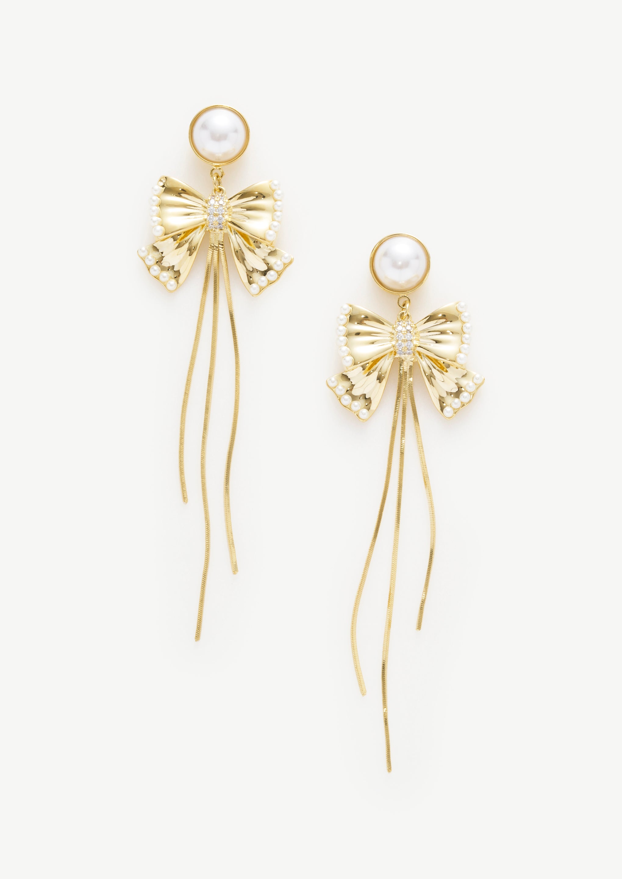 Bow Pearl Dangle Earrings