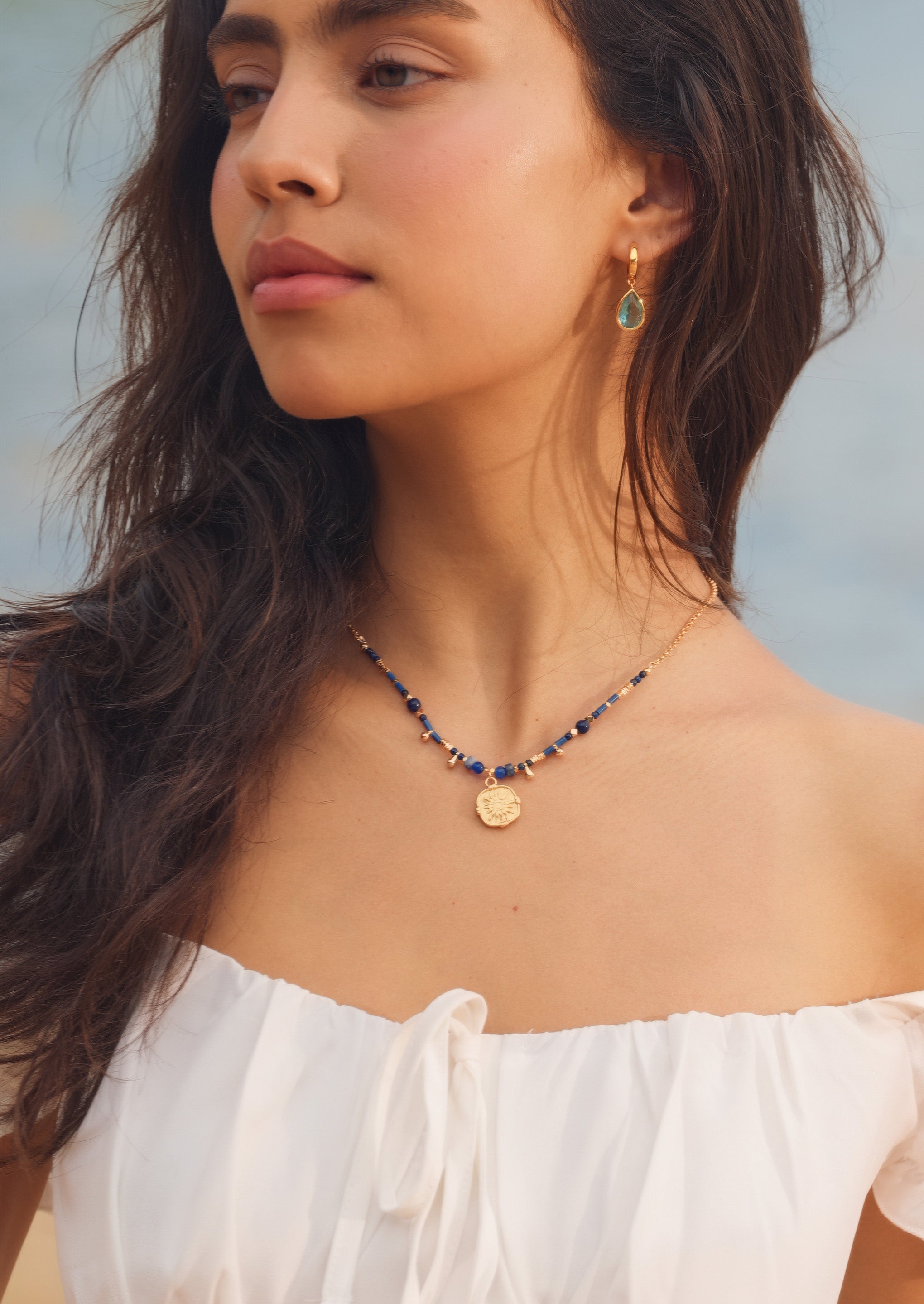 Sunflower Coin Beaded Necklace