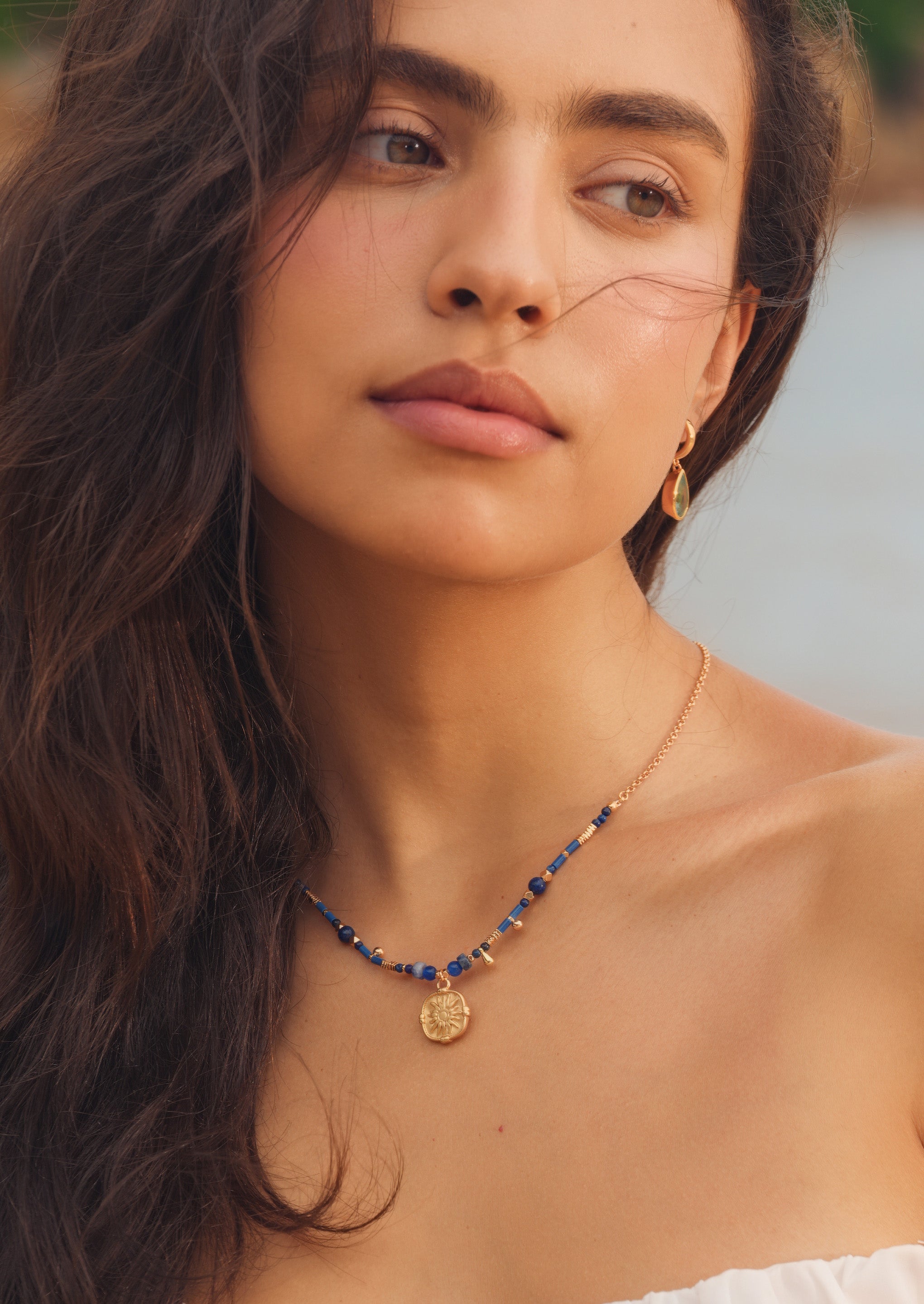 Sunflower Coin Beaded Necklace
