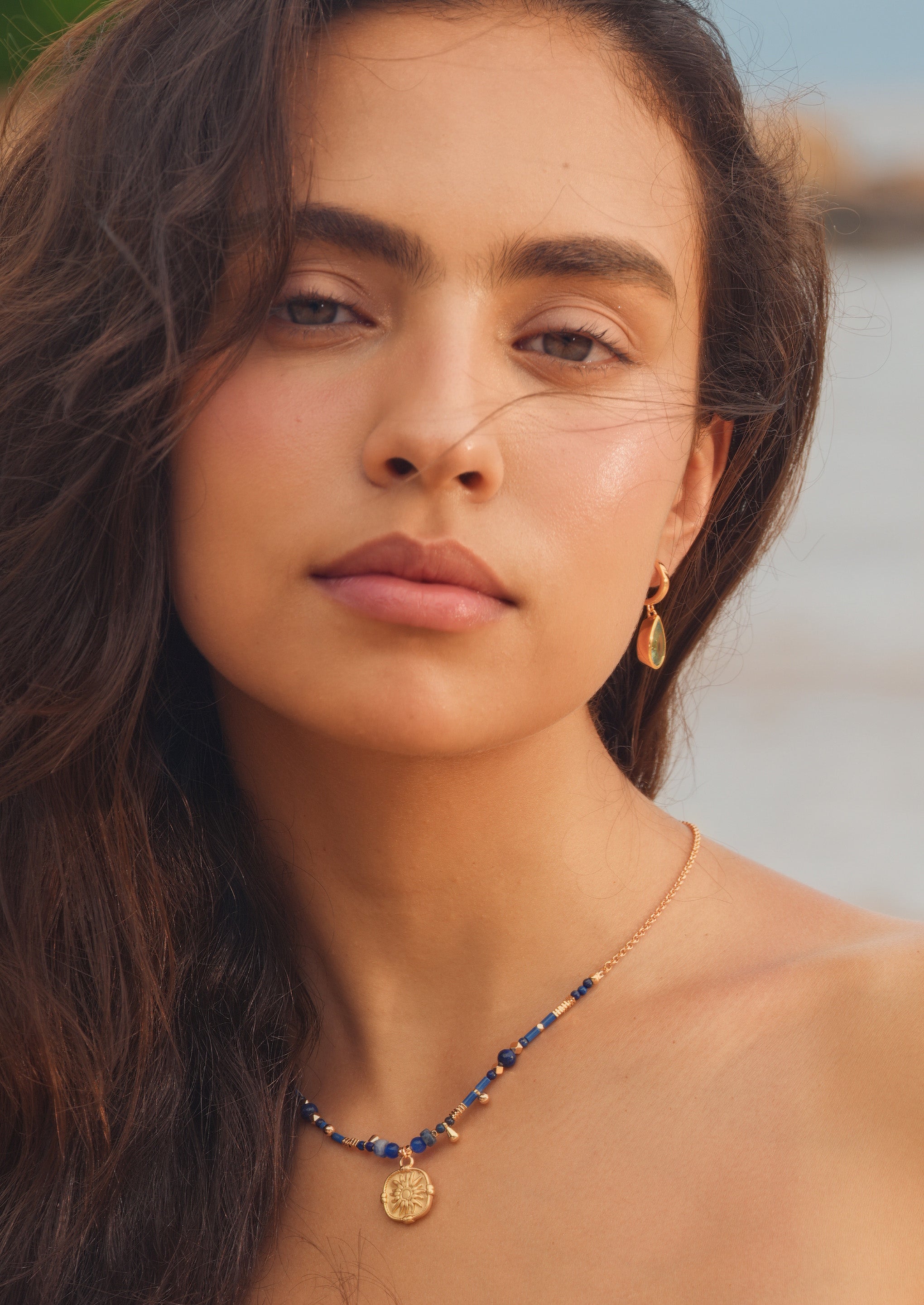 Sunflower Coin Beaded Necklace