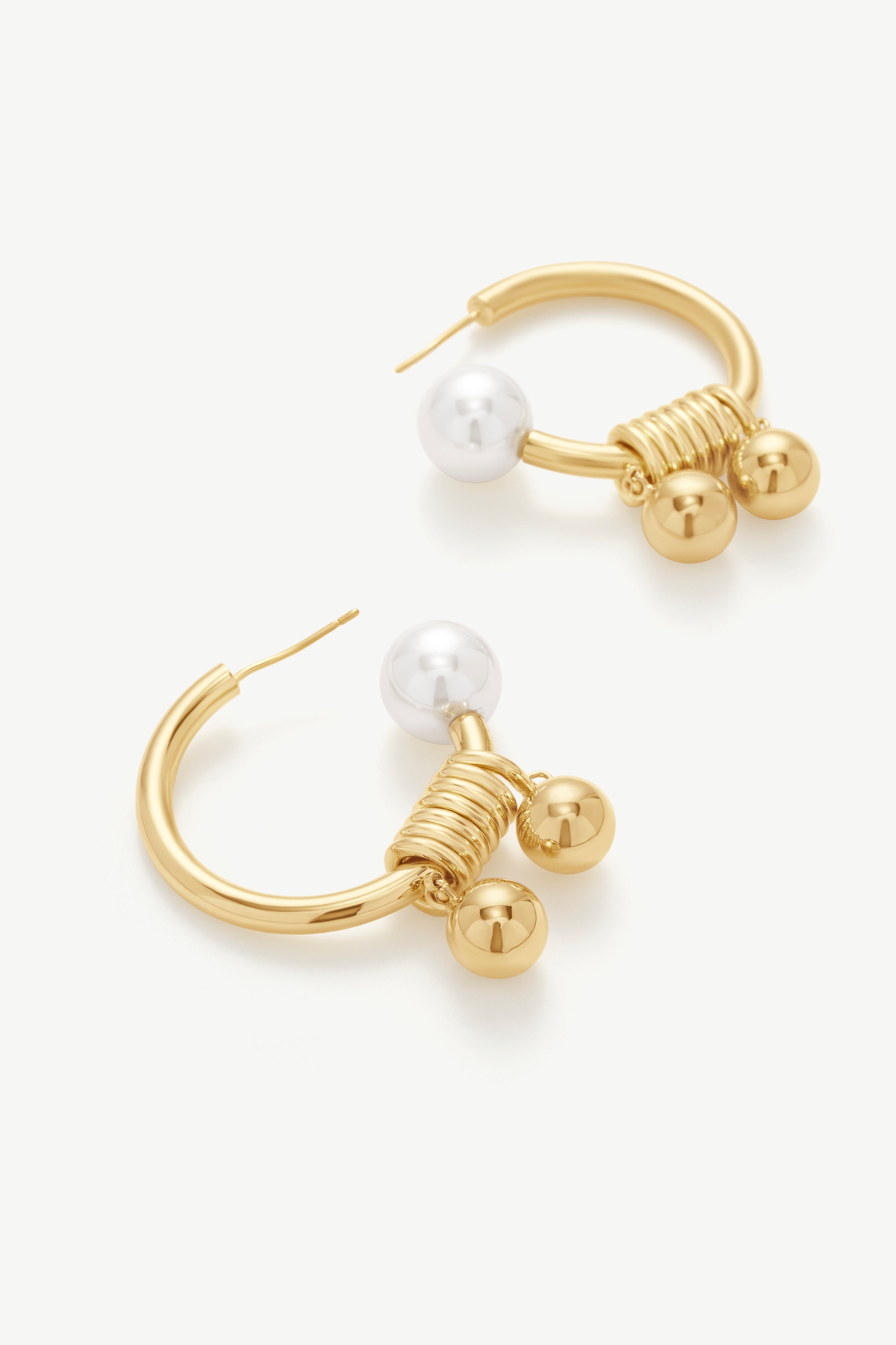Pearl Ball Hoop Earrings