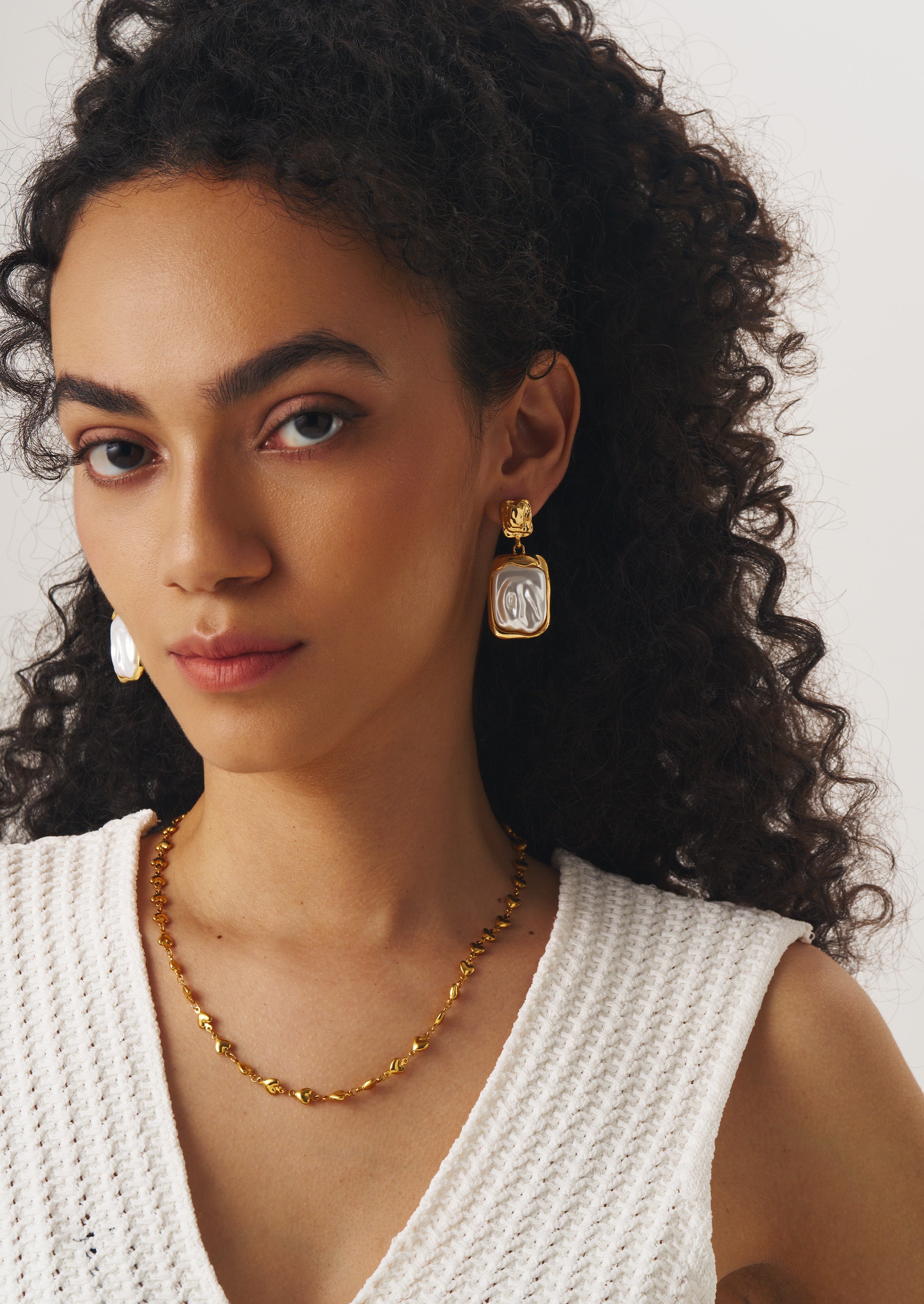 Square Pearl Drop Earrings