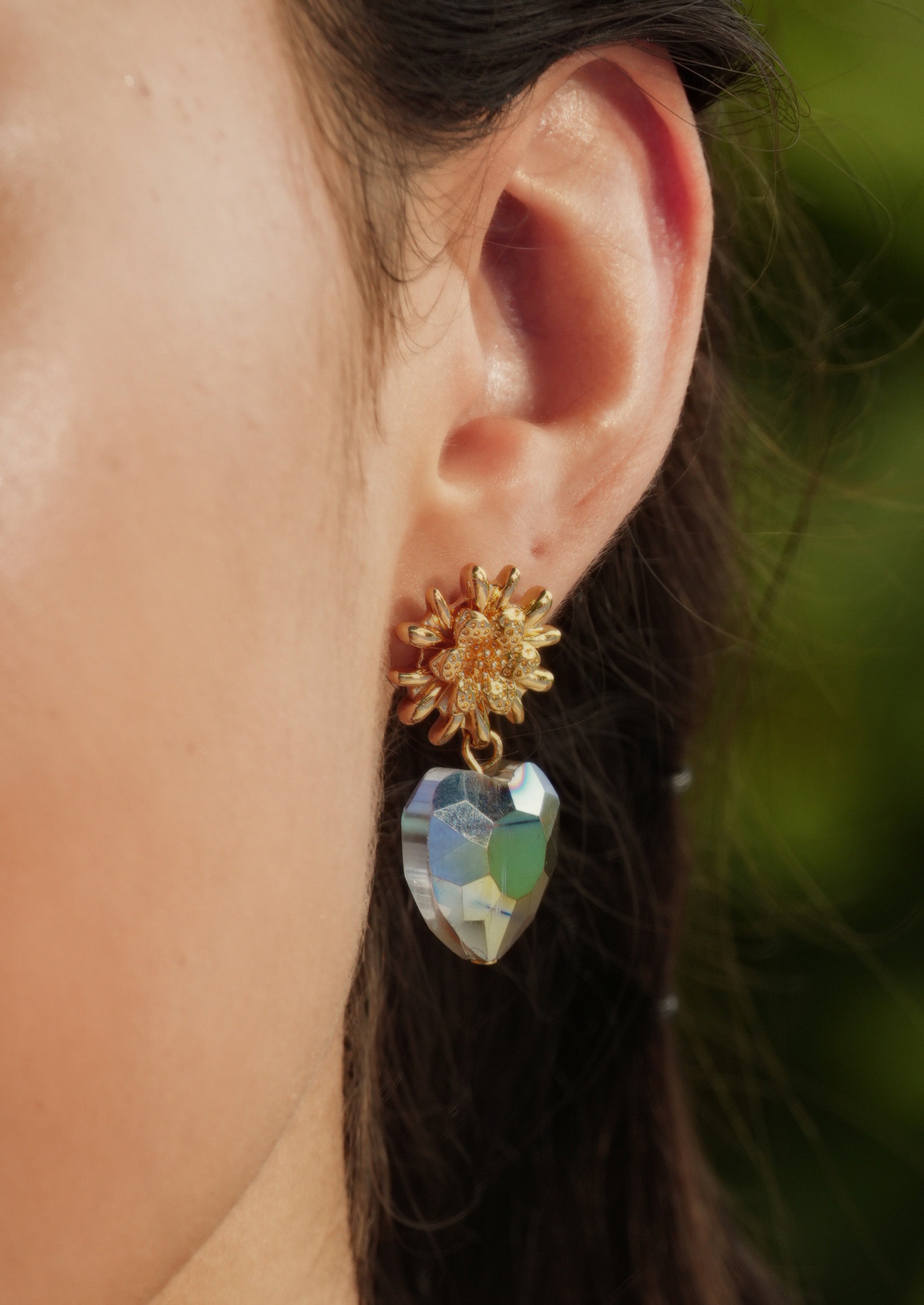 Flower Heart Drop Earrings