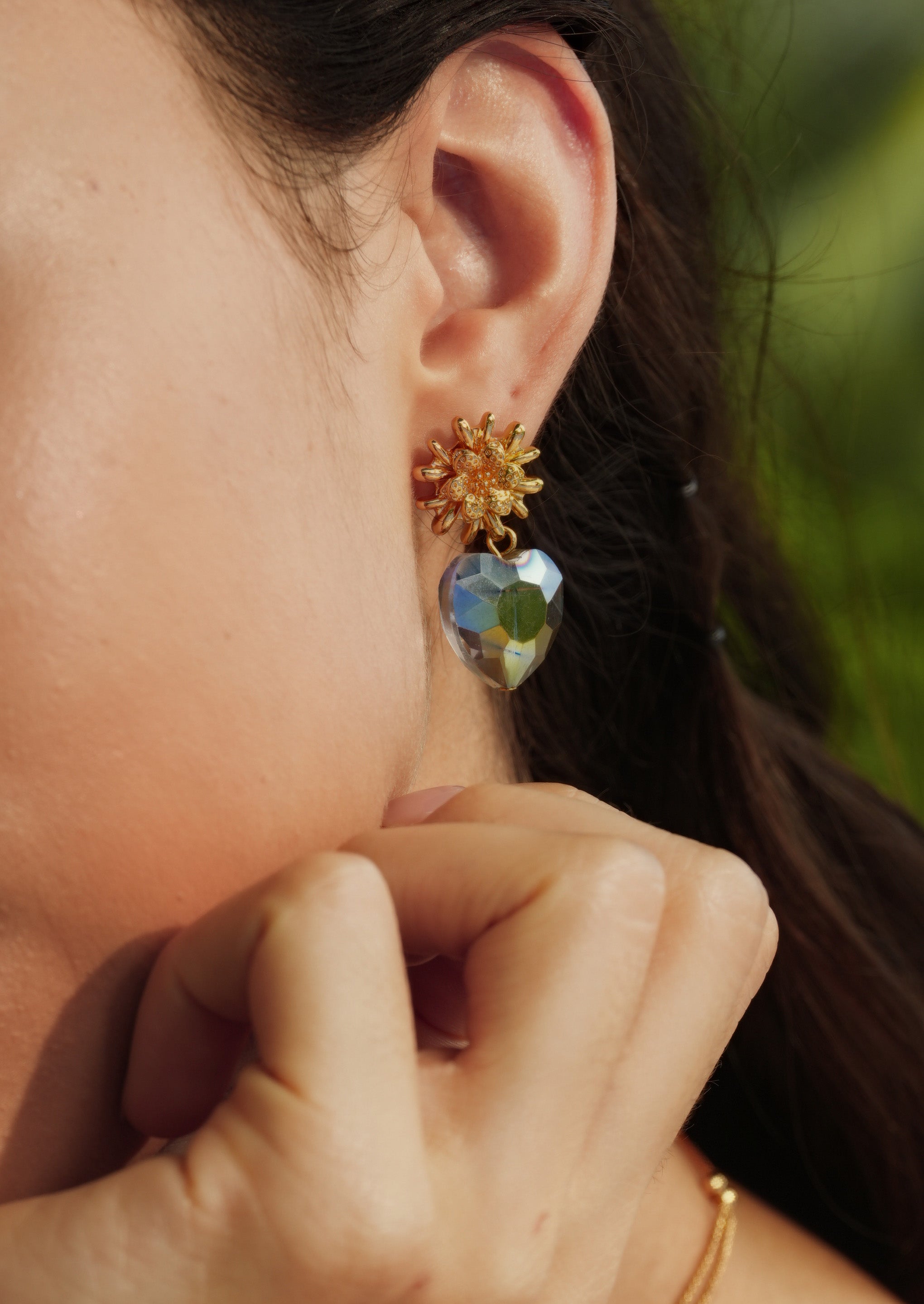 Flower Heart Drop Earrings