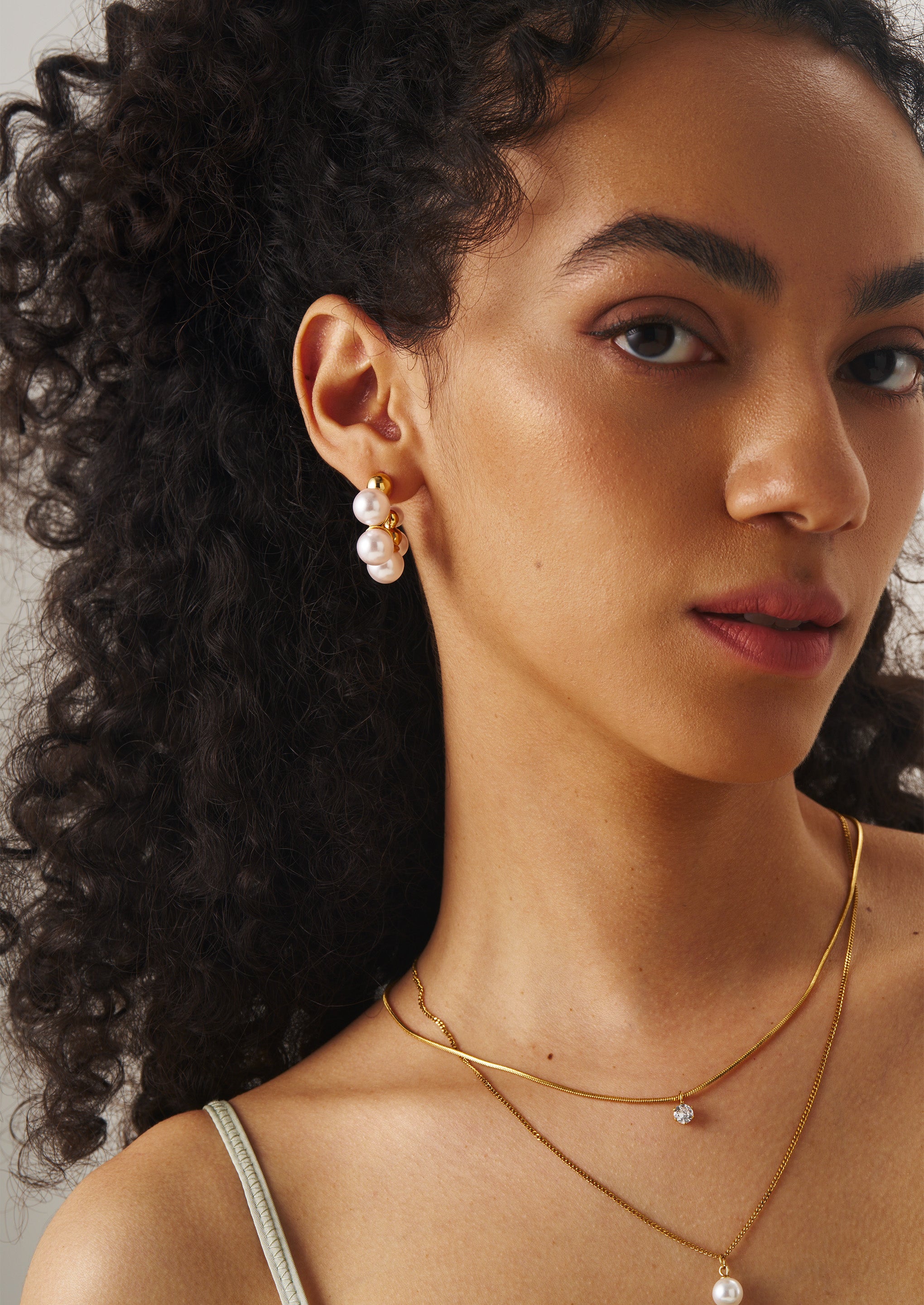 Pearl Cluster Hoop Earrings