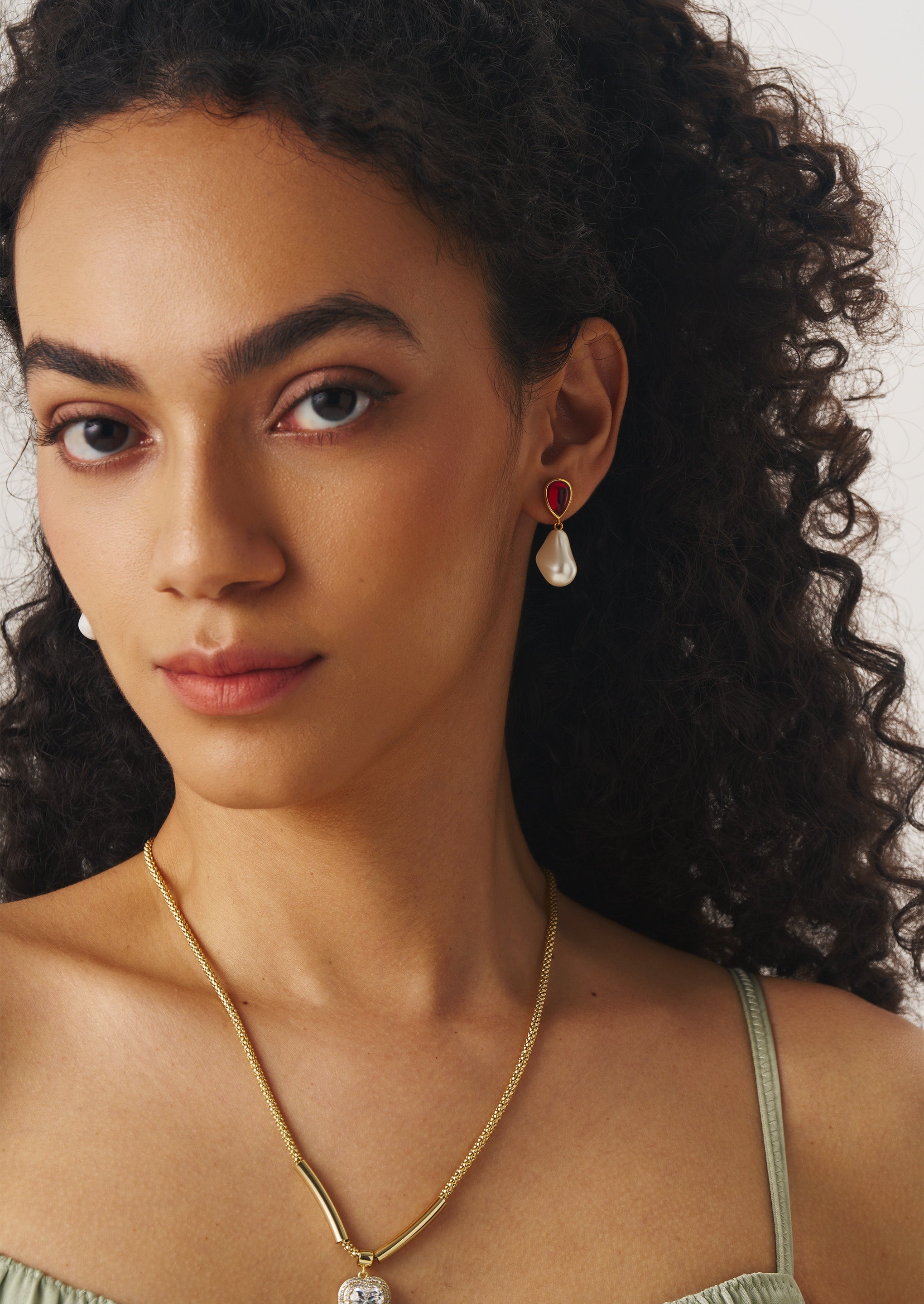 Gemstone Pearl Drop Earrings