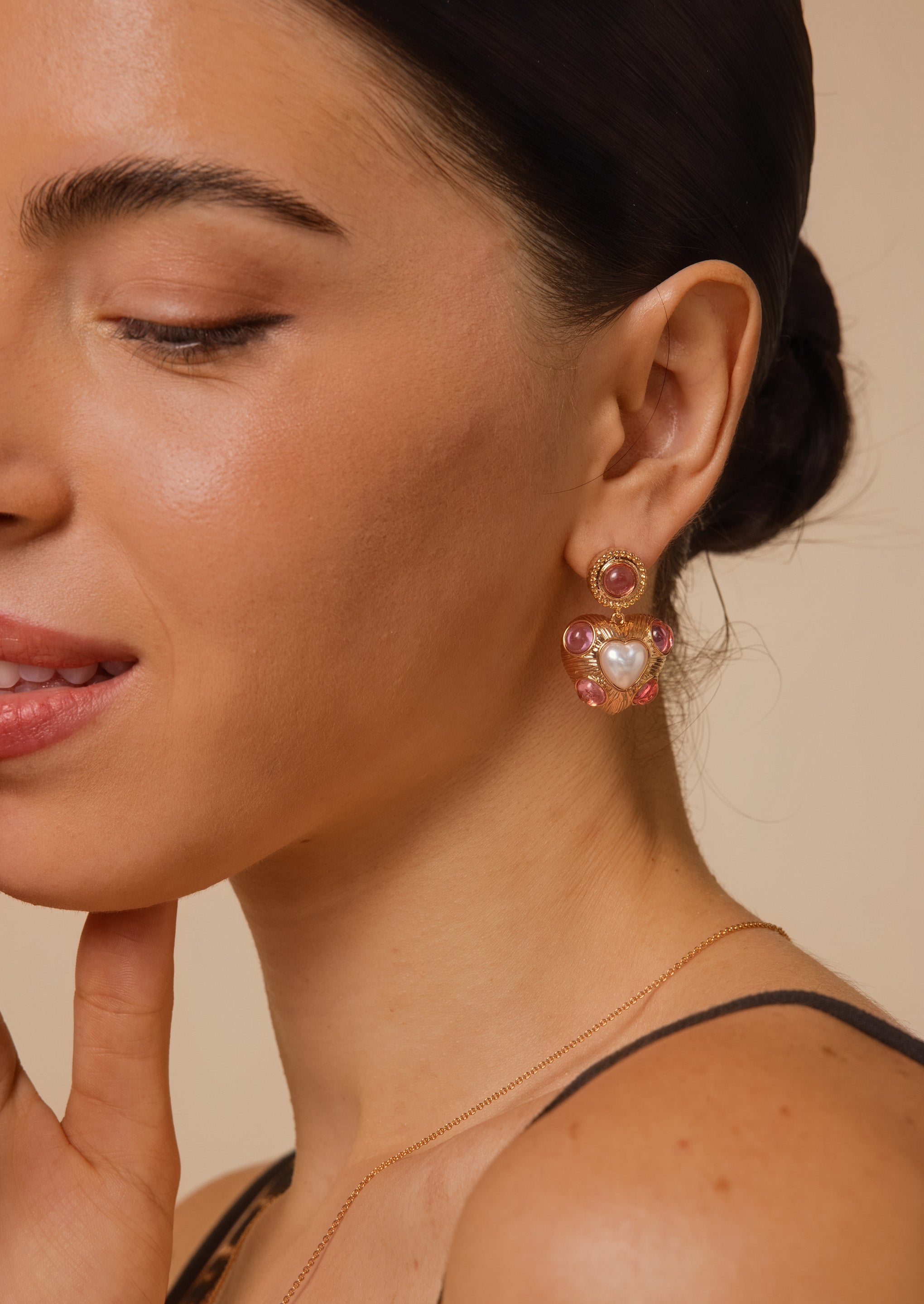 Heart Gemstone Earrings