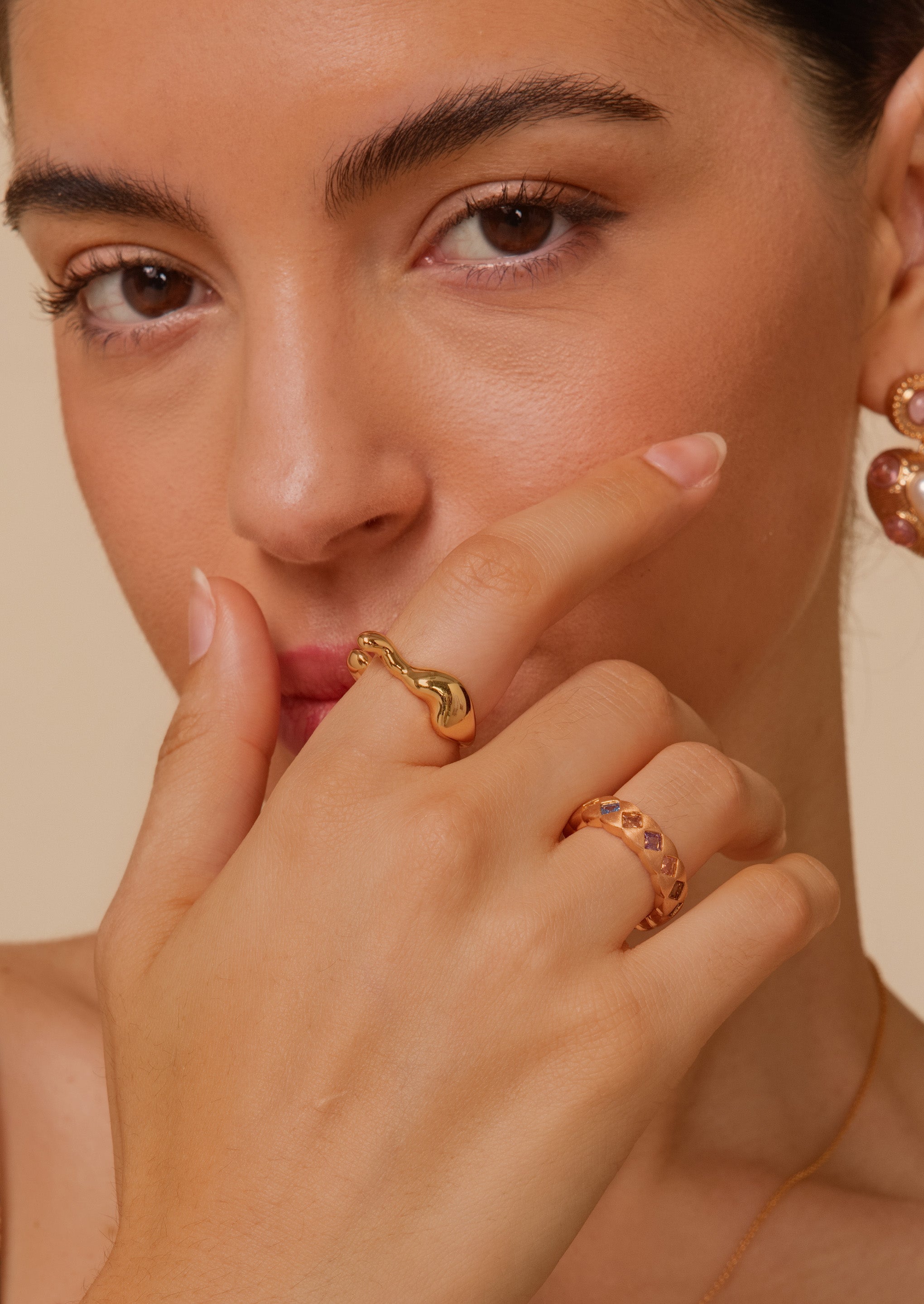 Gemstone Chunky Open Ring