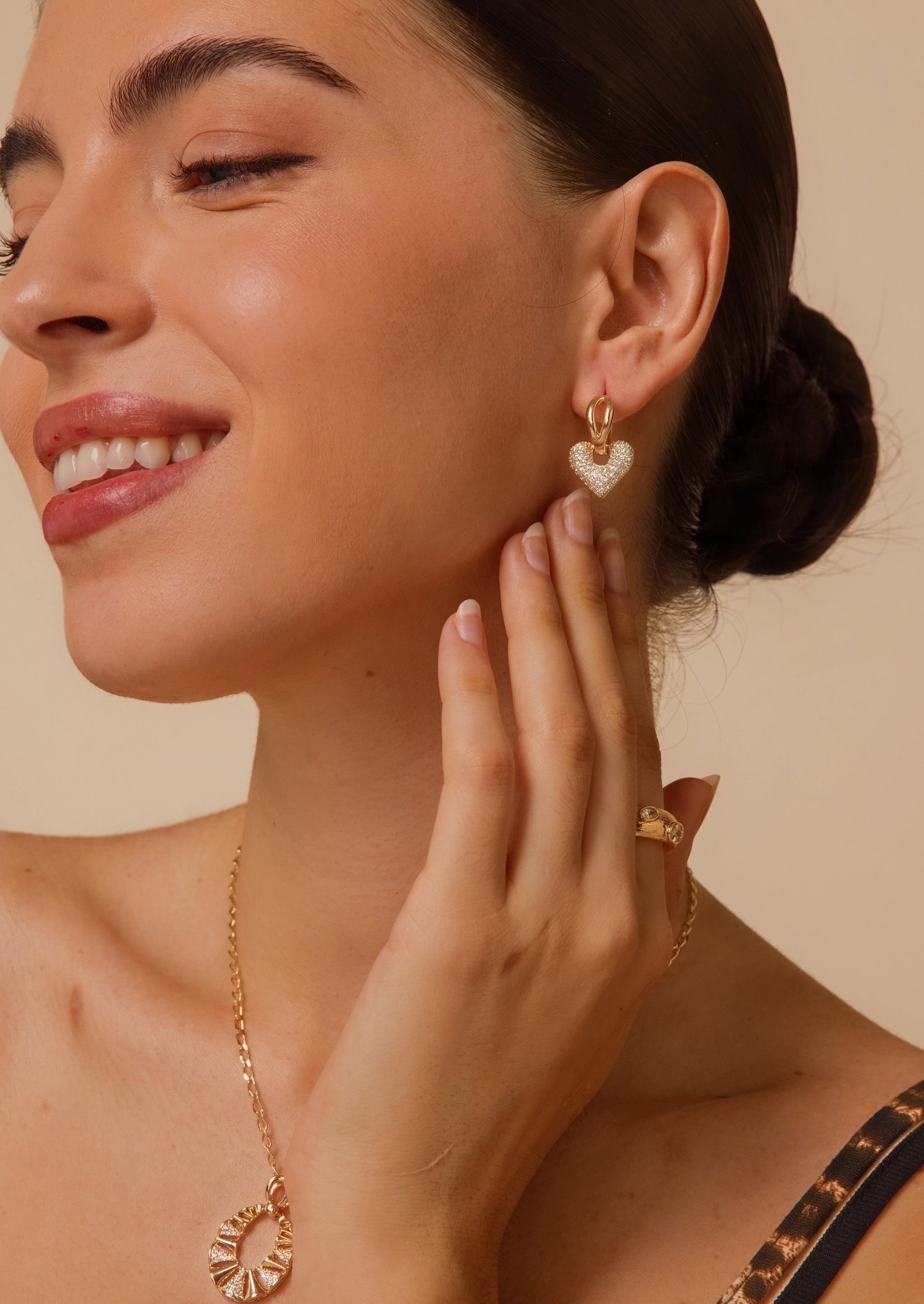 Pave Heart Hoop Earrings