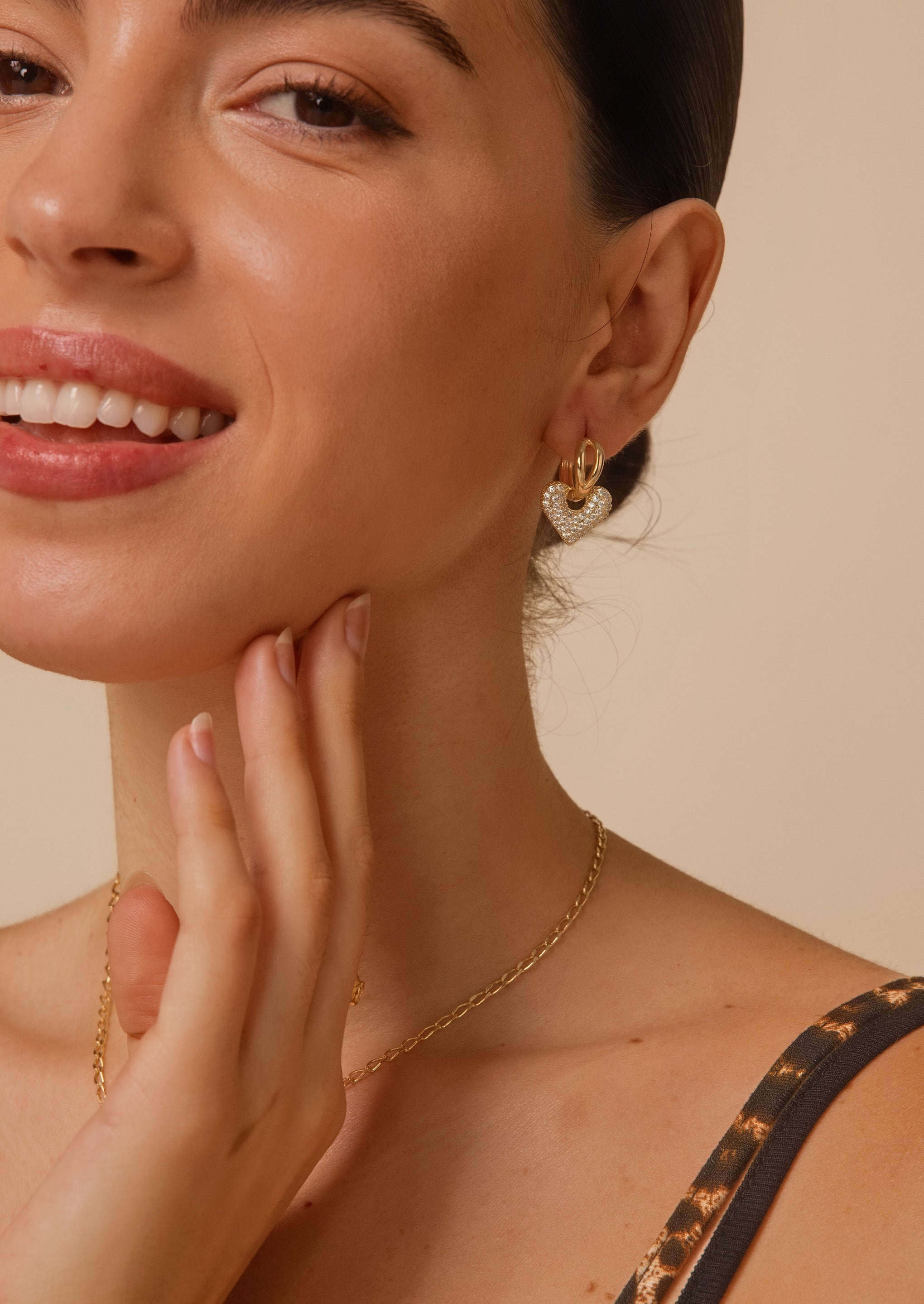 Pave Heart Hoop Earrings