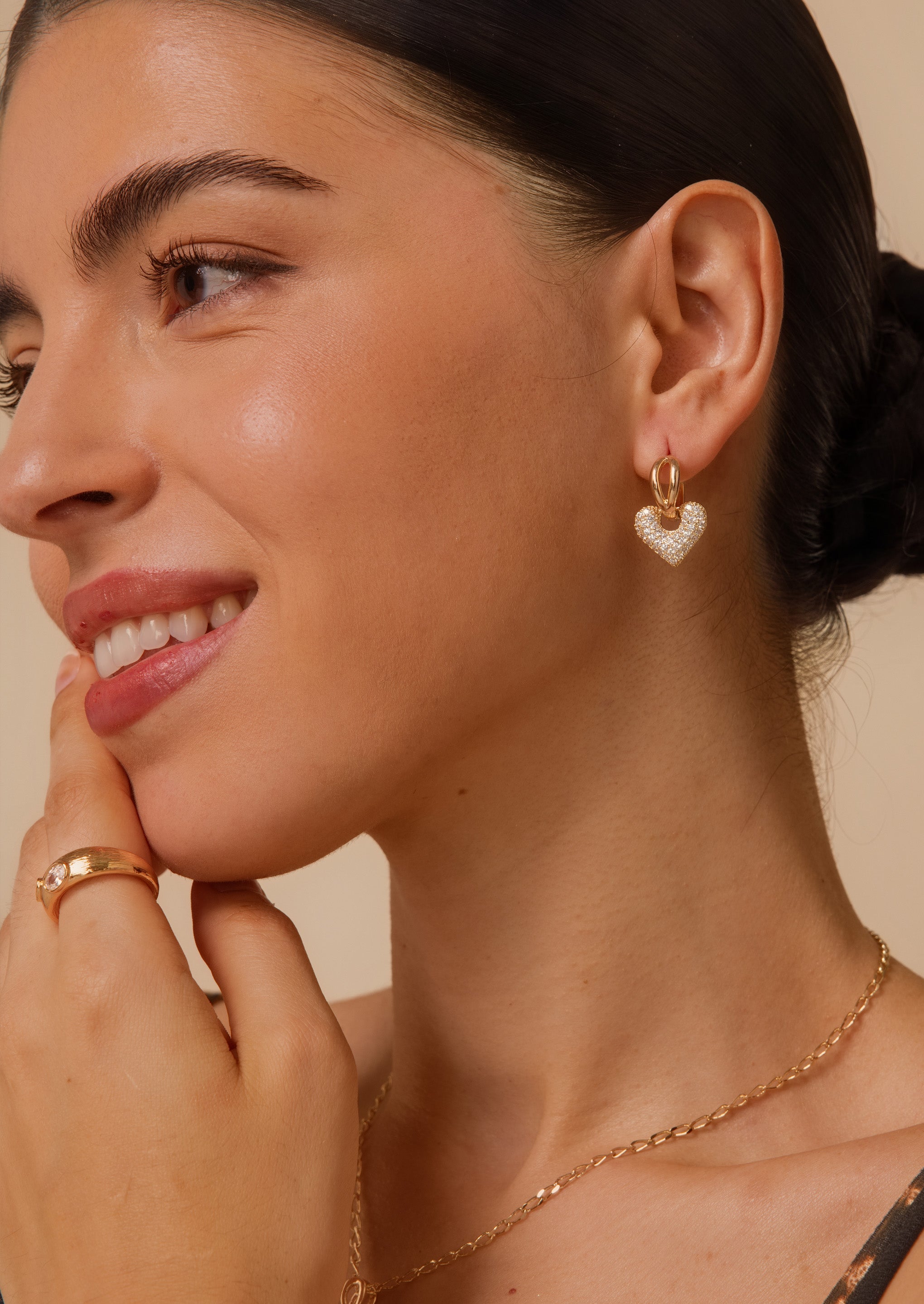 Pave Heart Hoop Earrings