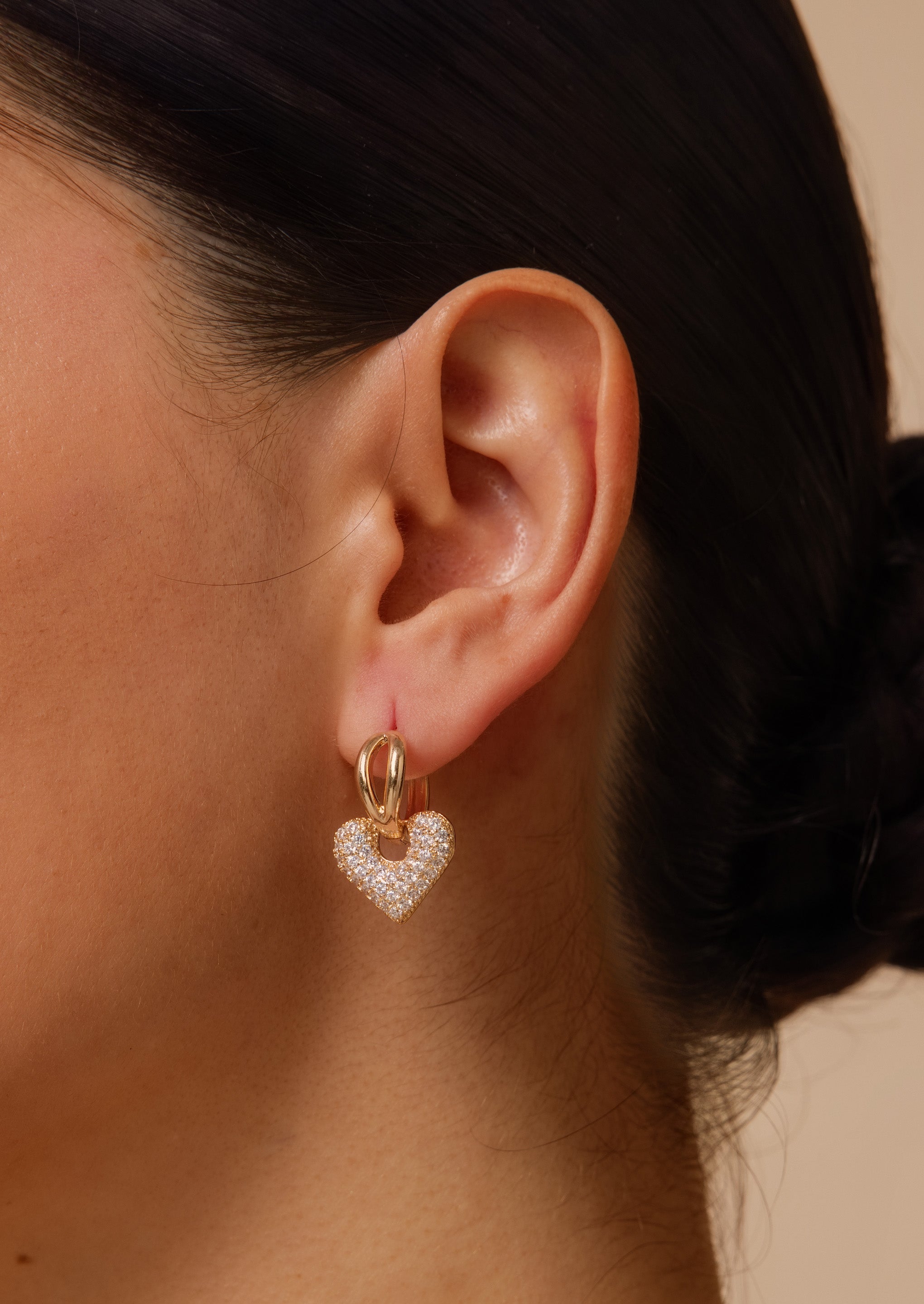Pave Heart Hoop Earrings