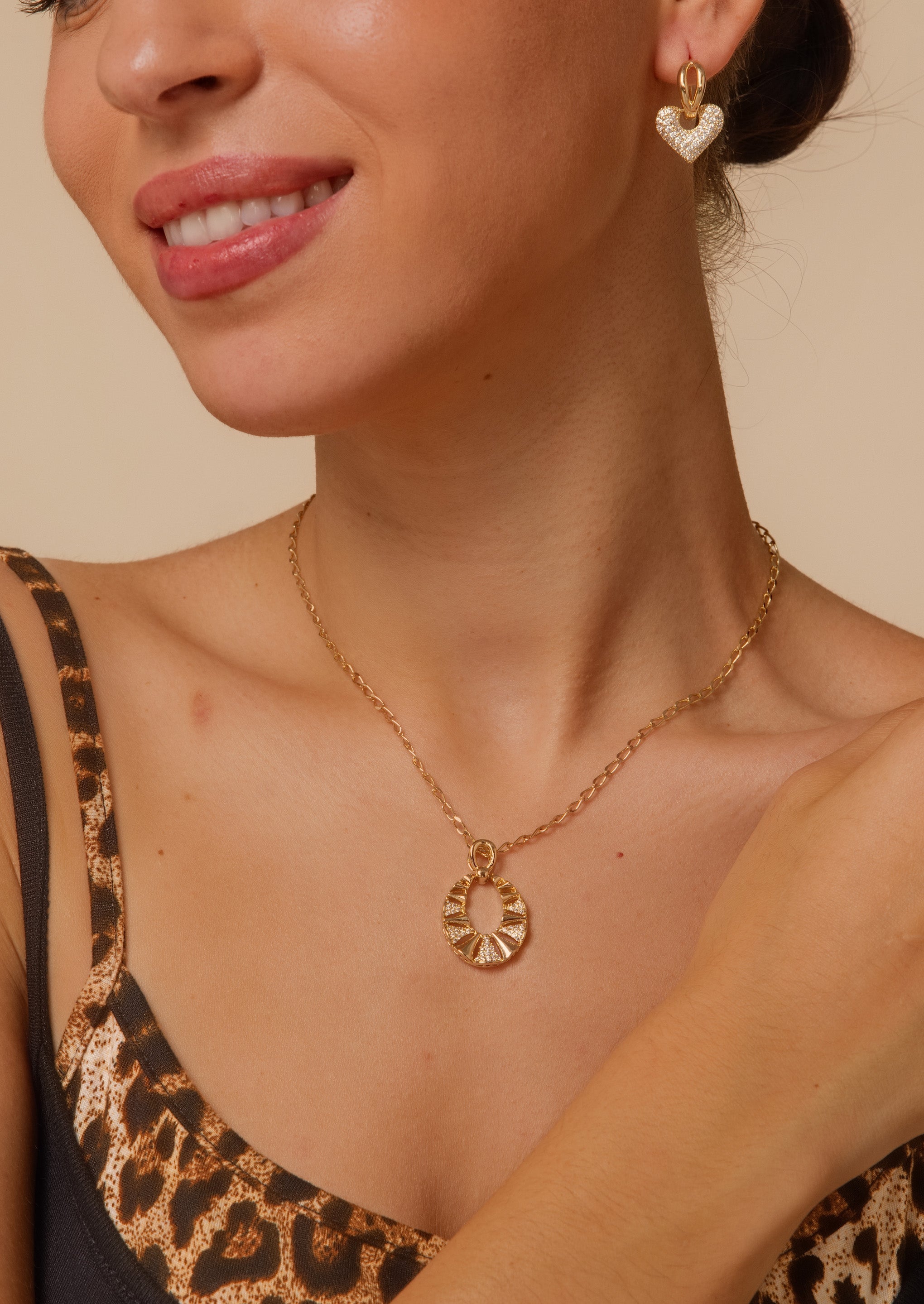 Pave Round Pendant Necklace