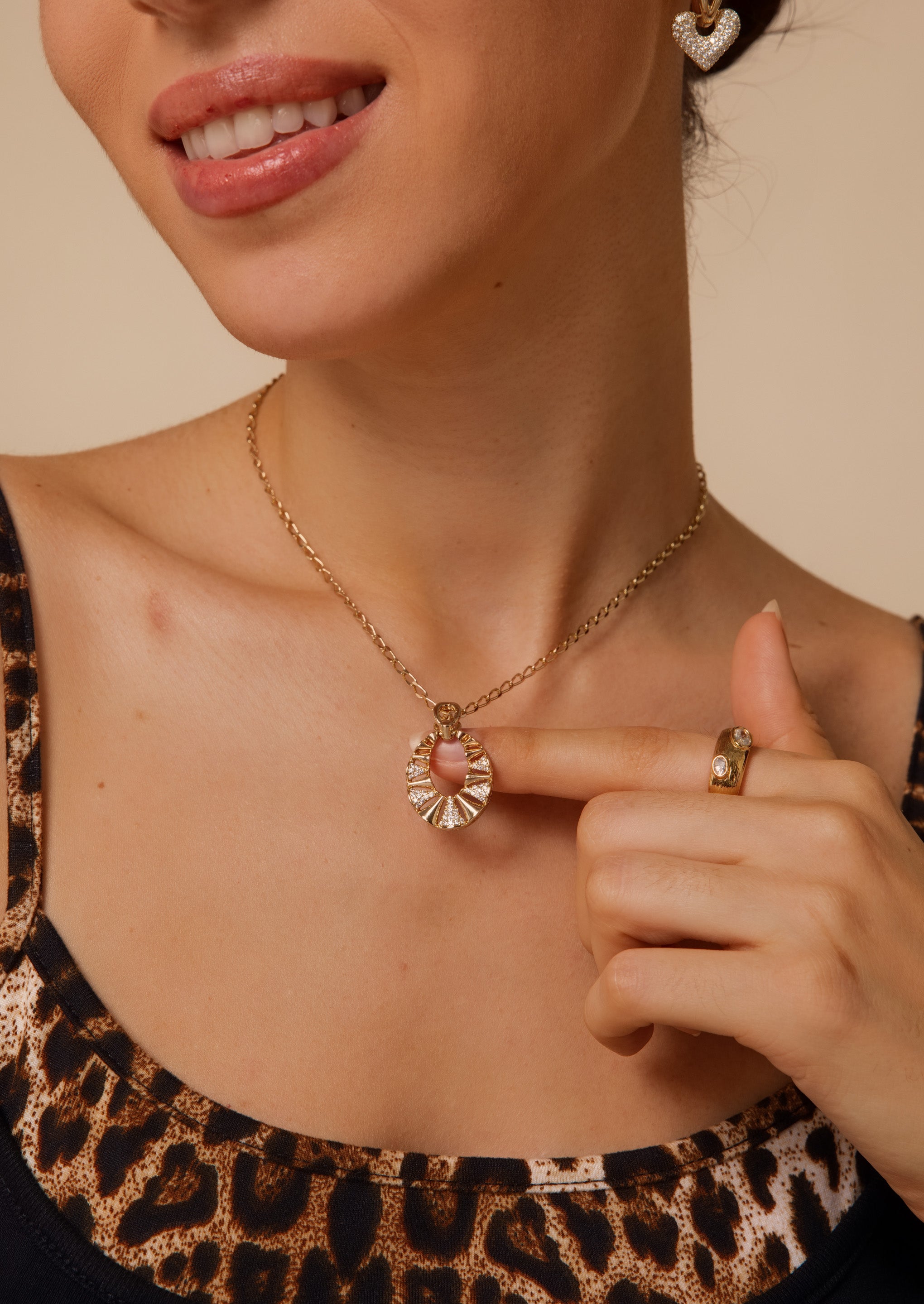 Pave Round Pendant Necklace