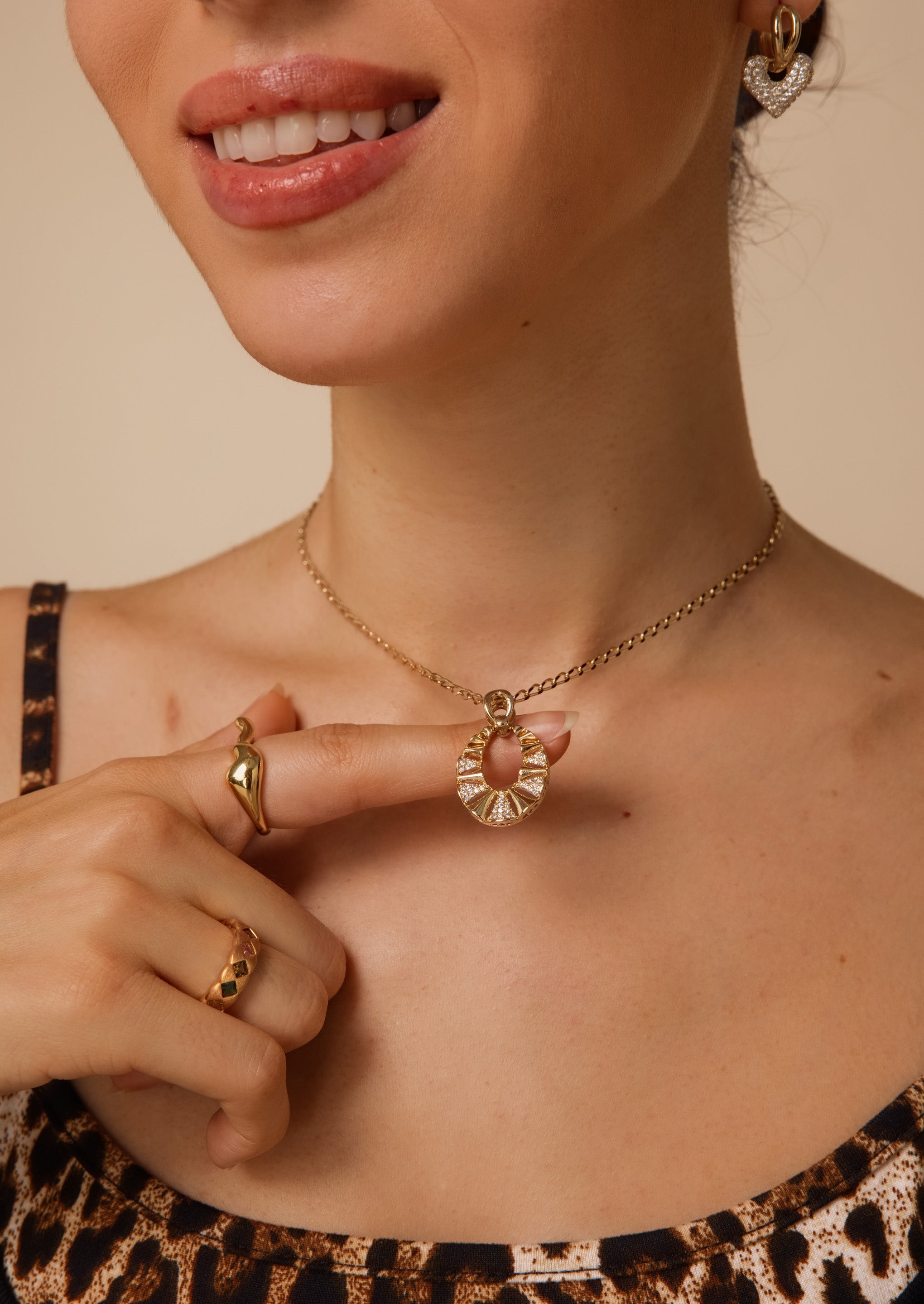 Pave Round Pendant Necklace