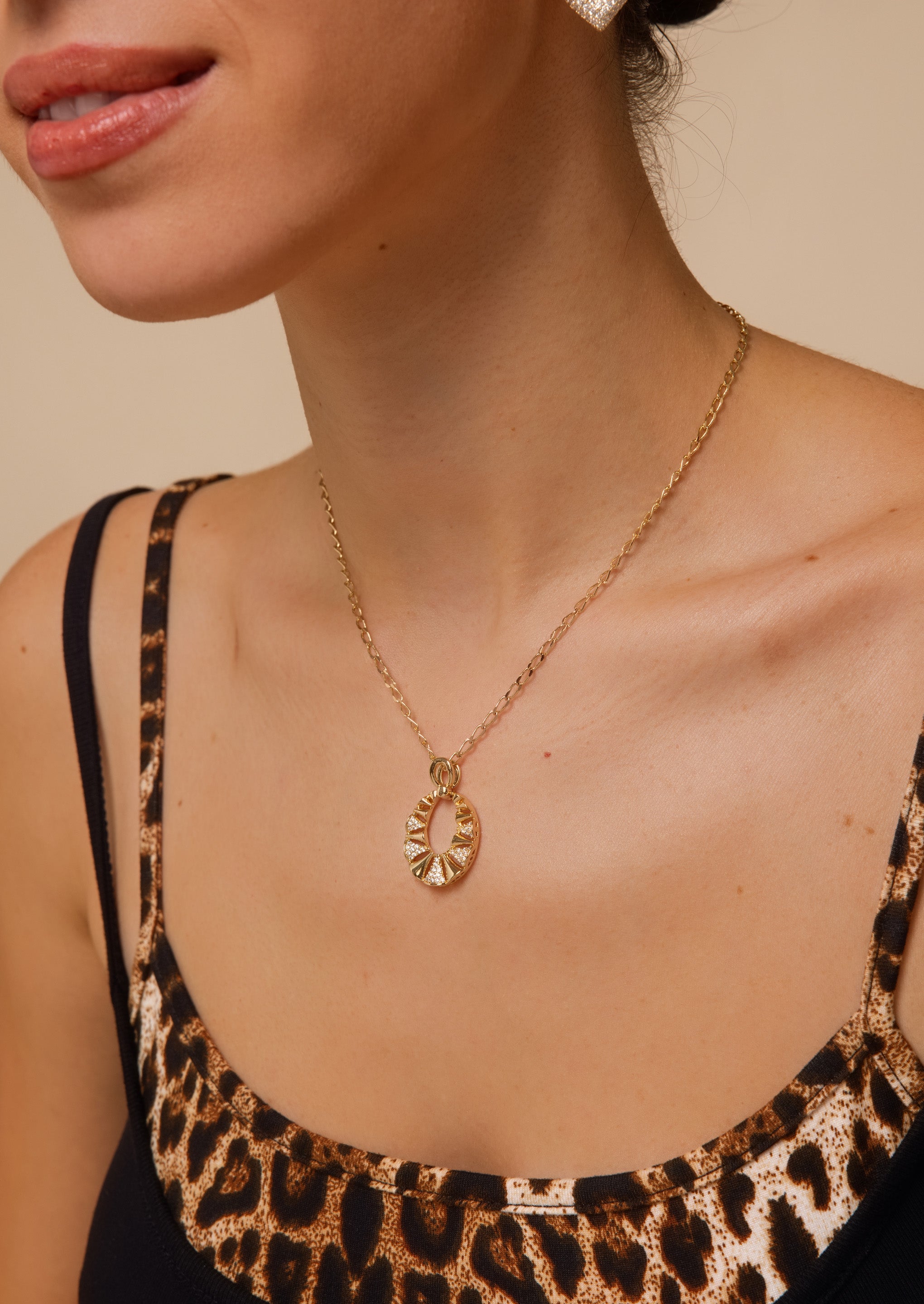 Pave Round Pendant Necklace