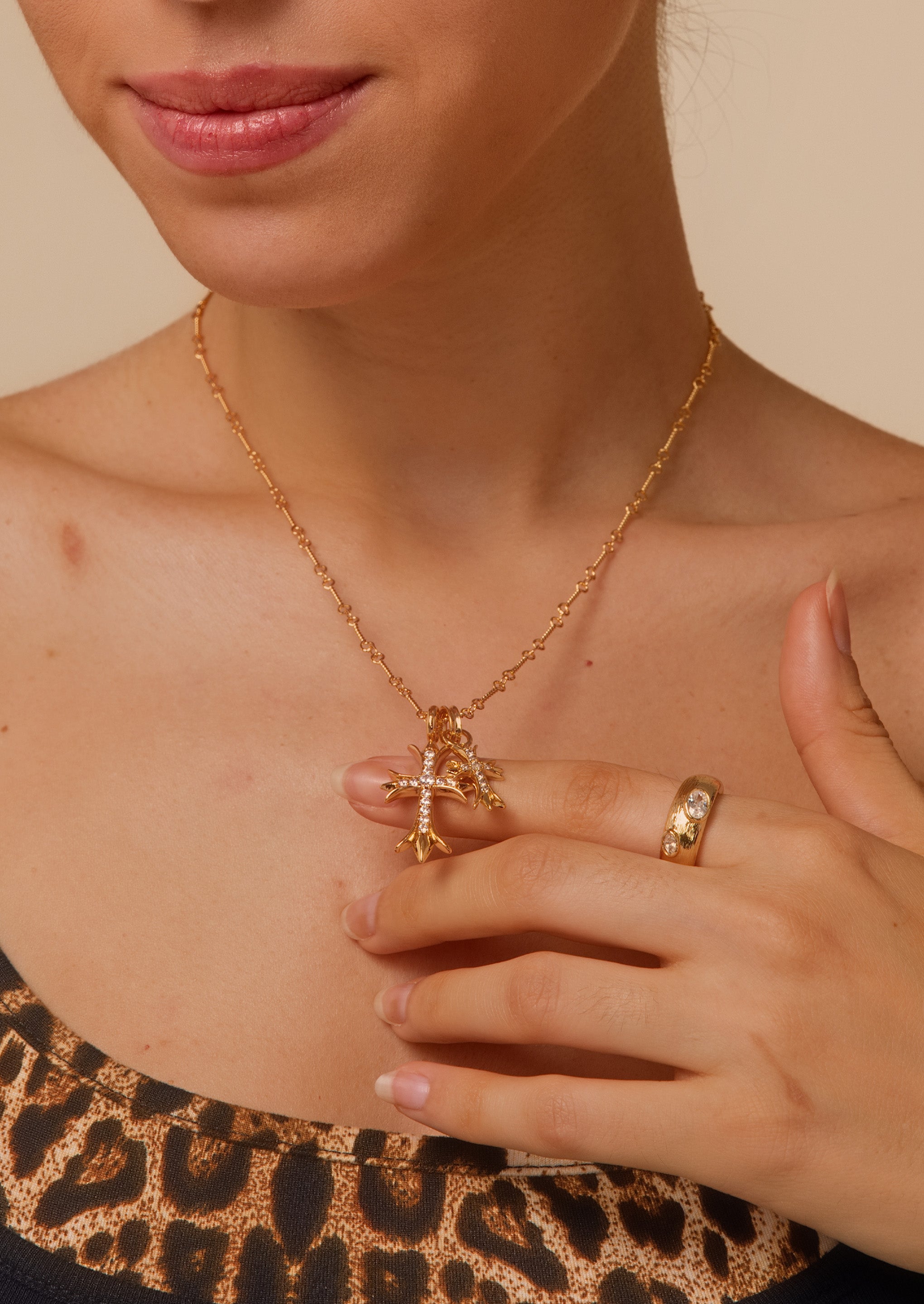 Double Cross Necklace