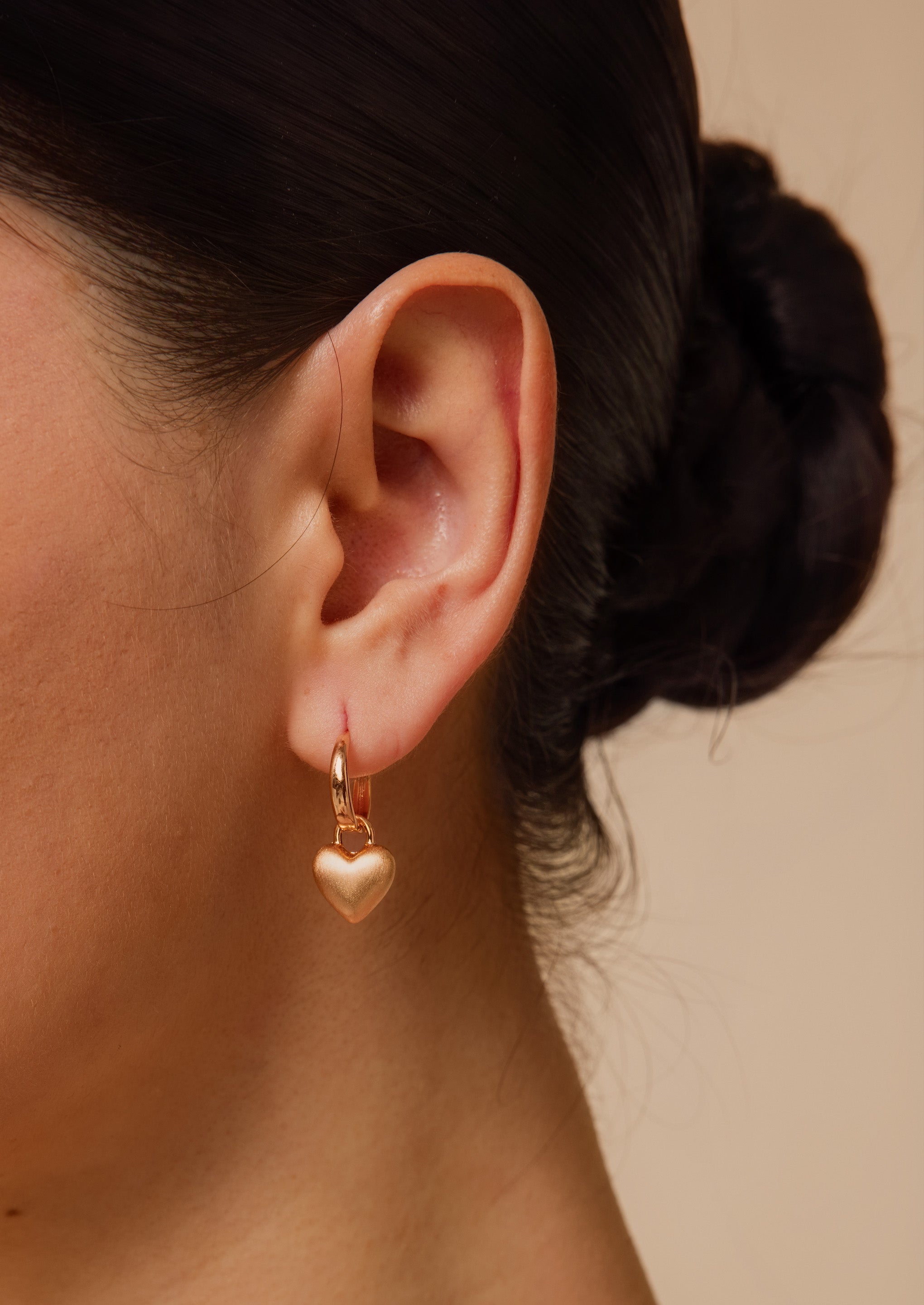 Dainty Heart Charm Hoop Earrings