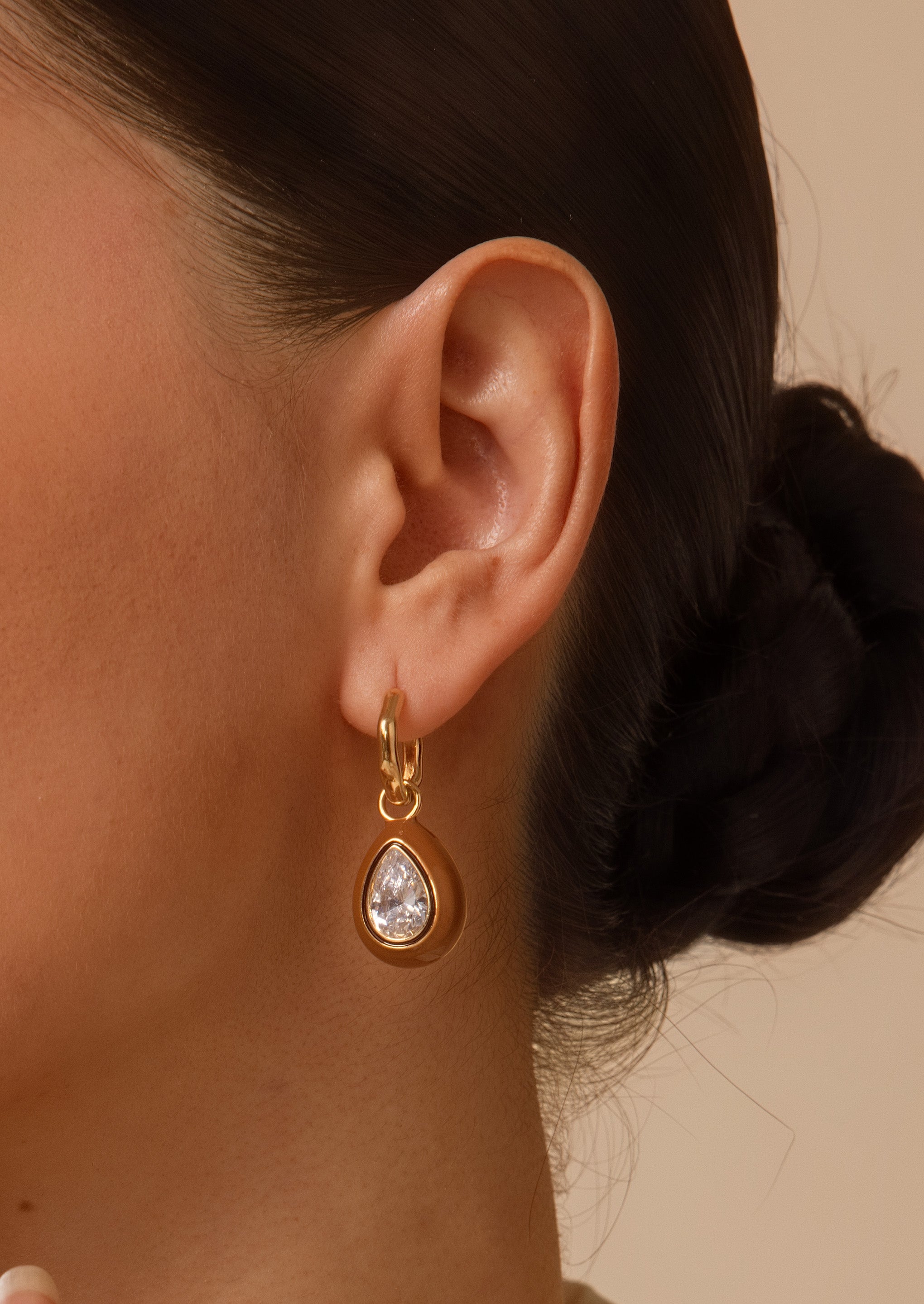 Teardrop Gemstone Hoop Earrings