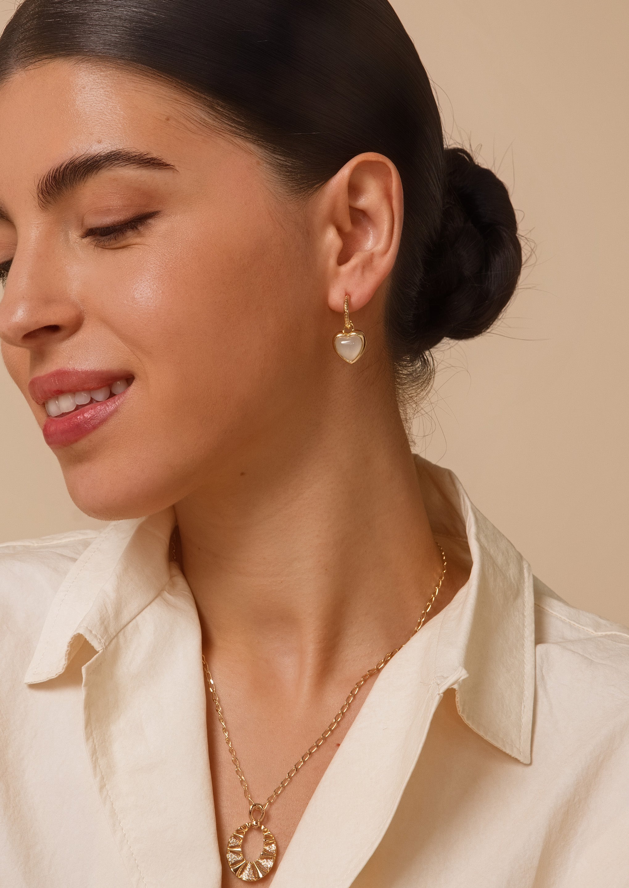 Heart Jade Hoop Earrings