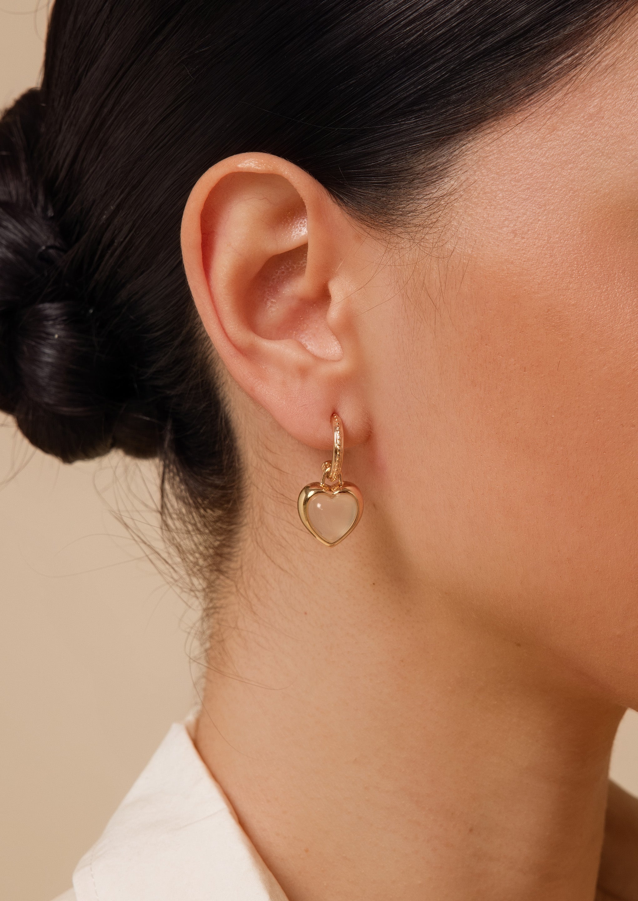 Heart Jade Hoop Earrings