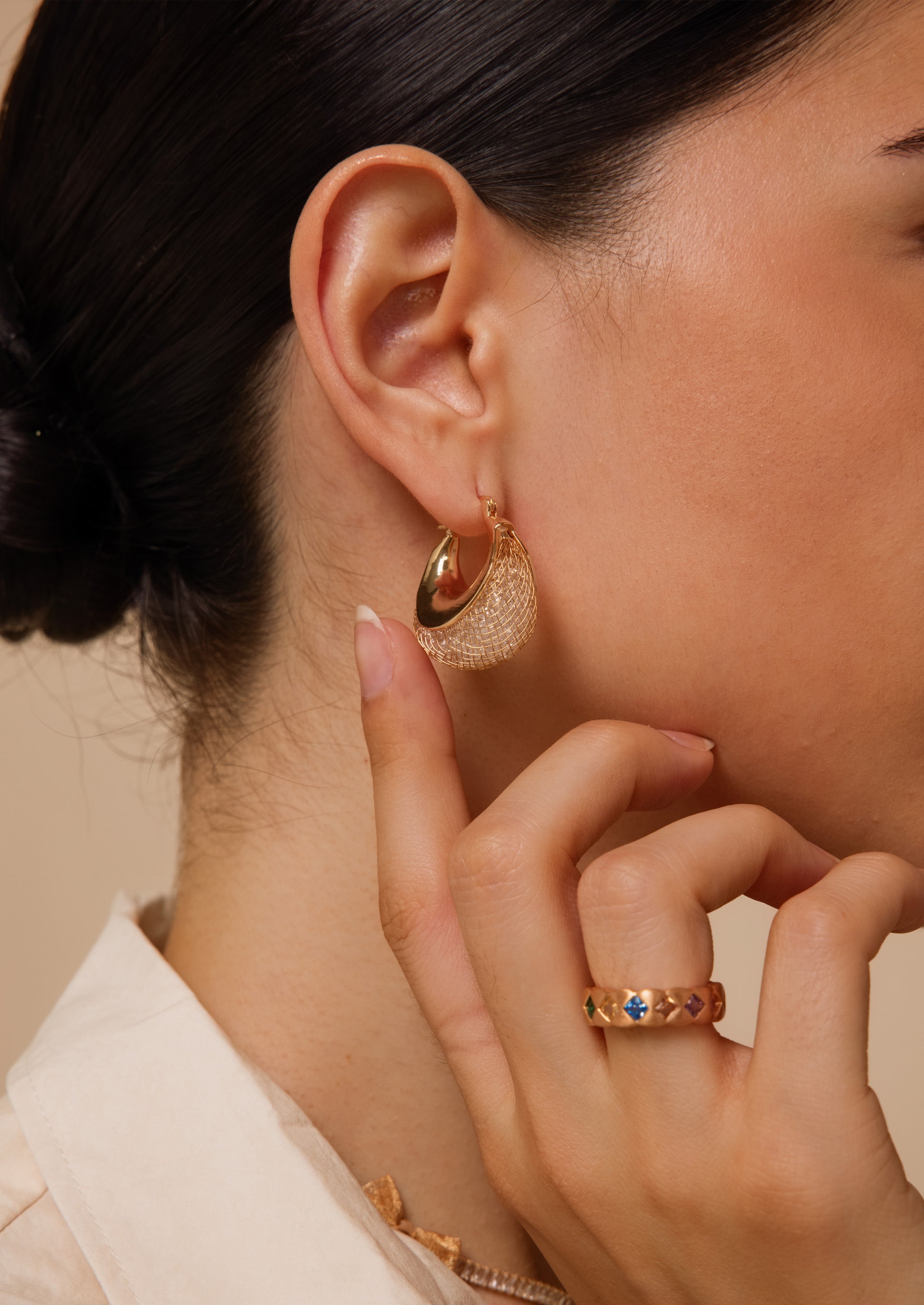 Pave Chubby Hoop Earrings