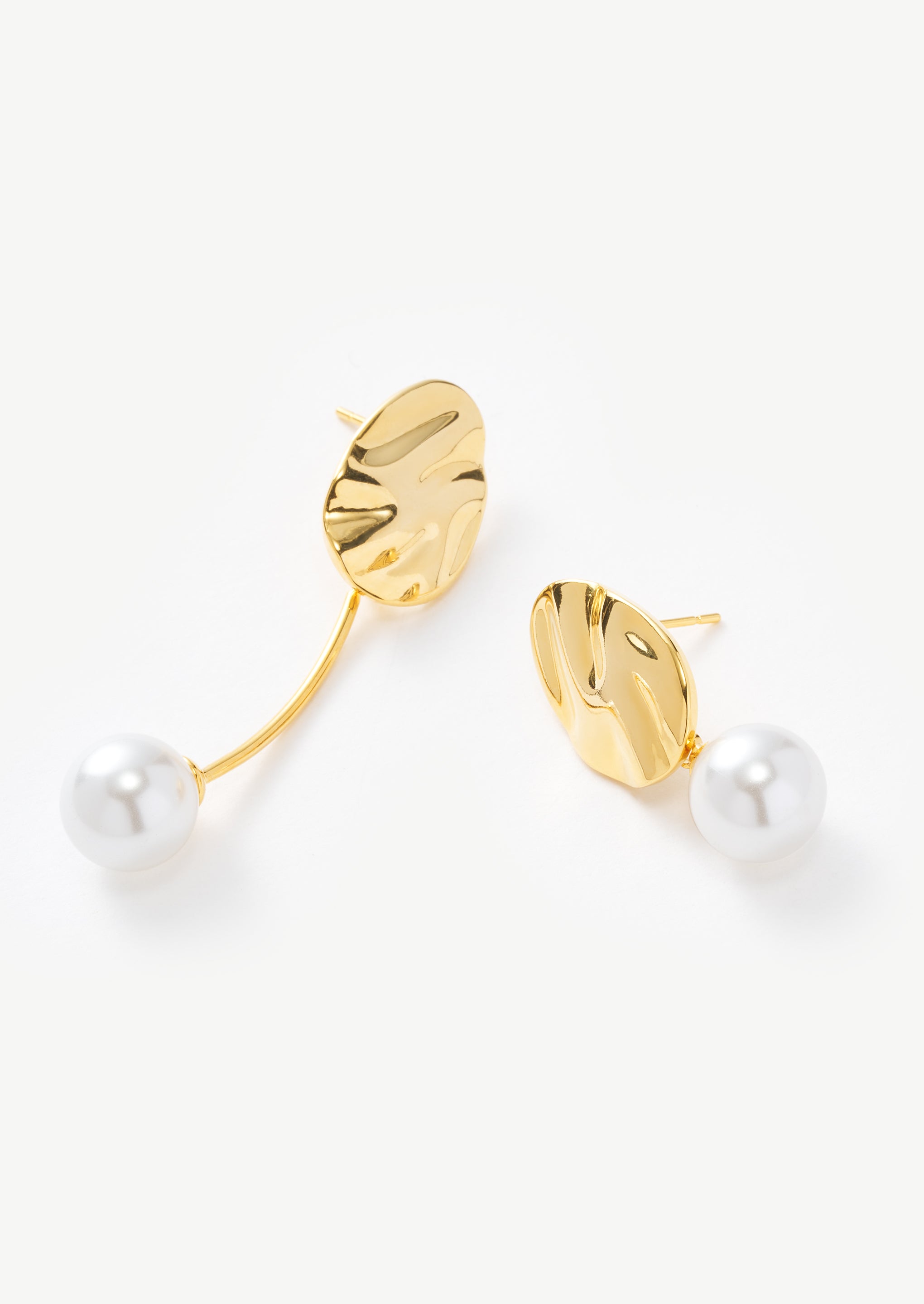 Irregular Oval Pearl Stud Earrings