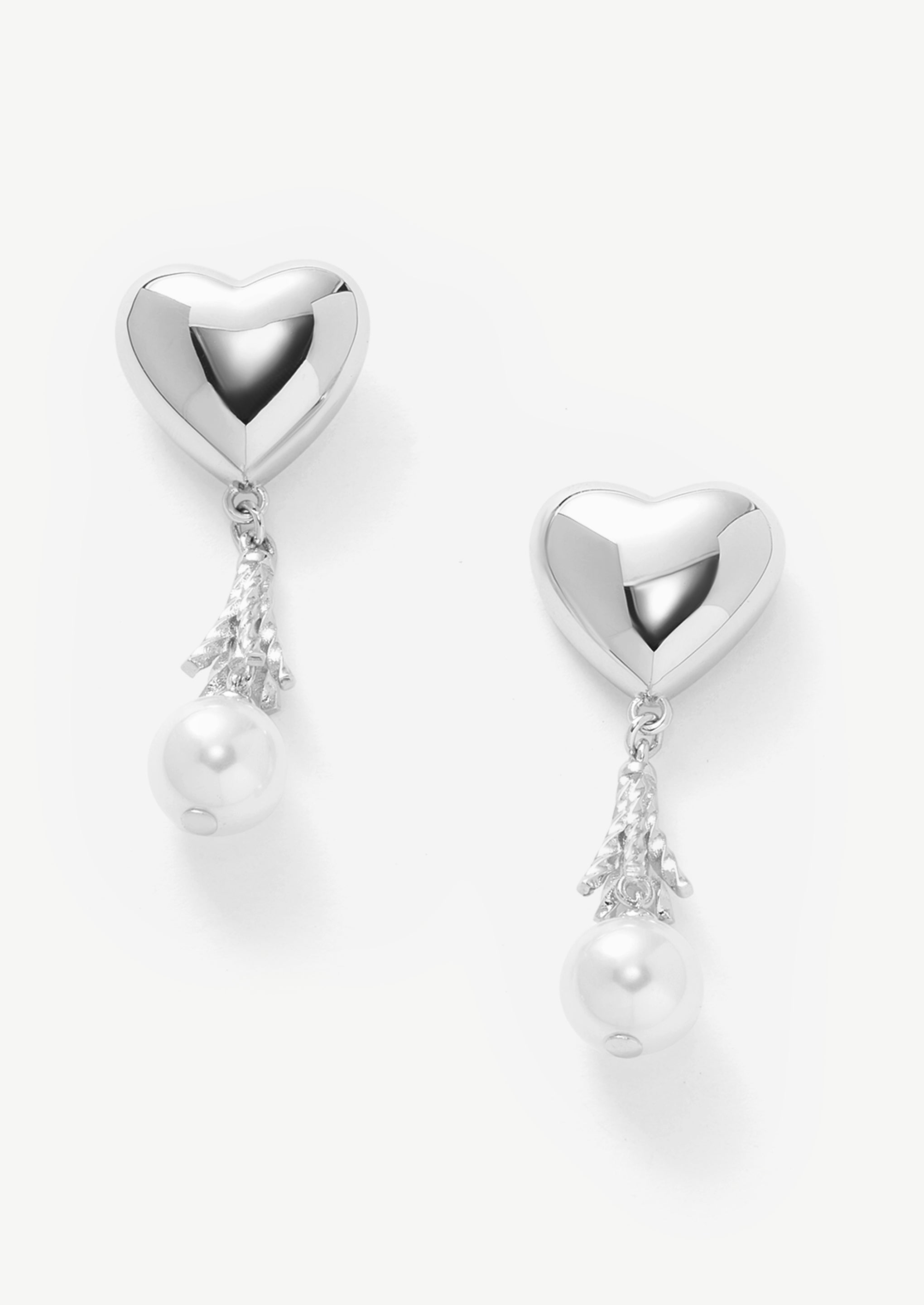 Heart Pearl Drop Earrings