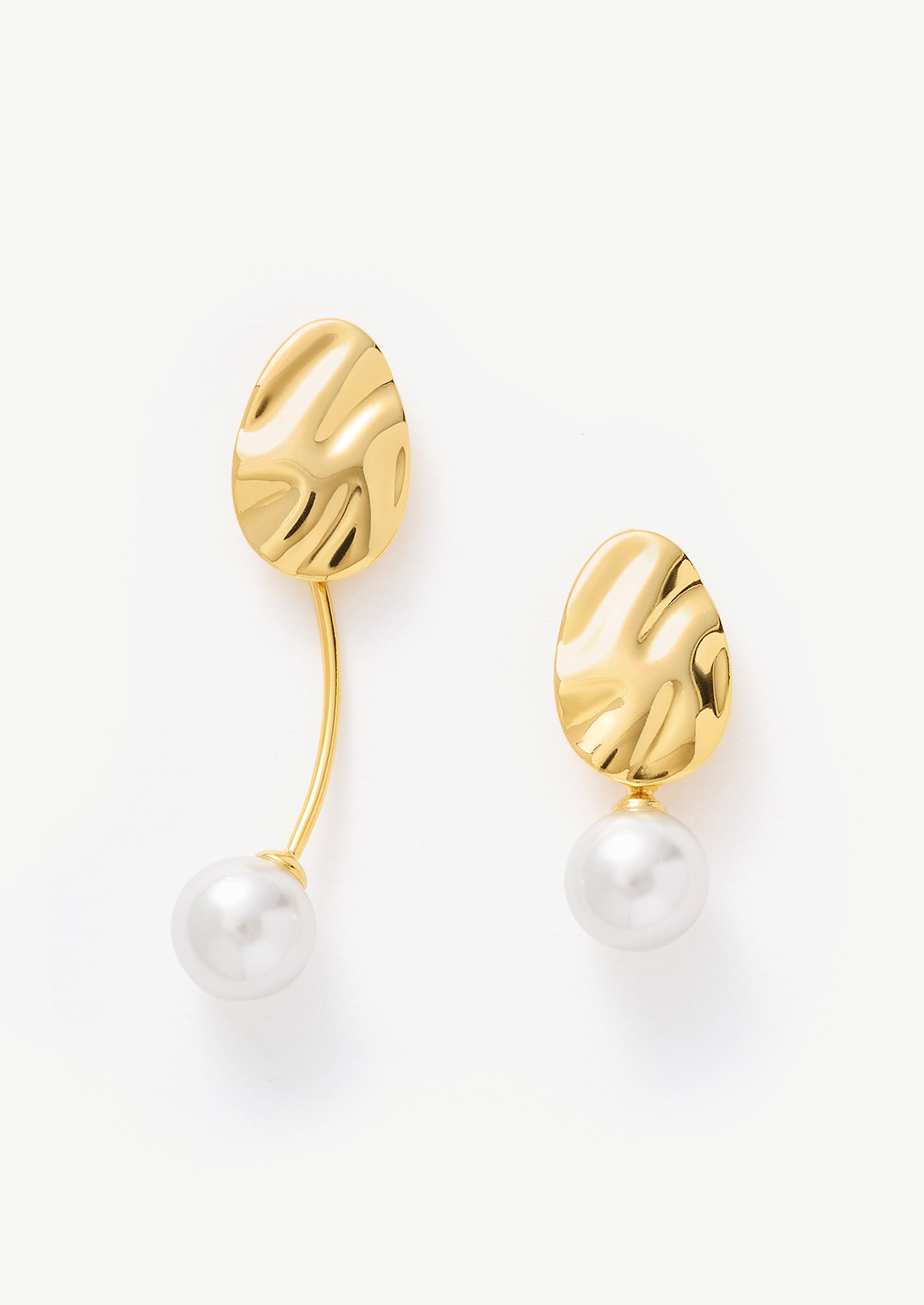 Irregular Oval Pearl Stud Earrings