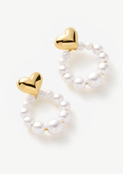 Heart Pearl Hoop Earrings