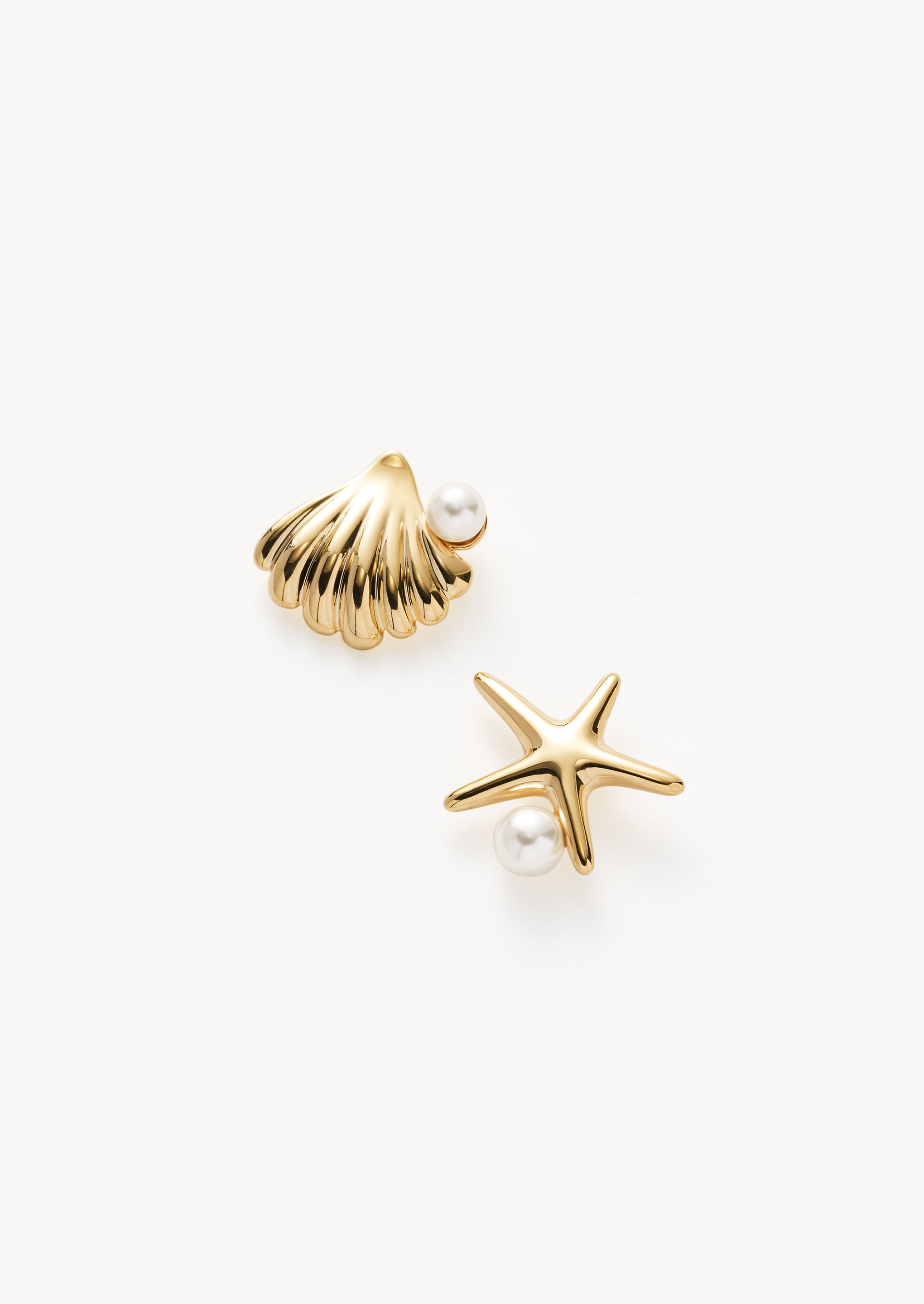 Starfish Shell Pearl Stud Earrings