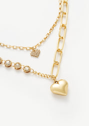 Heart Pendant Double Chain Necklace