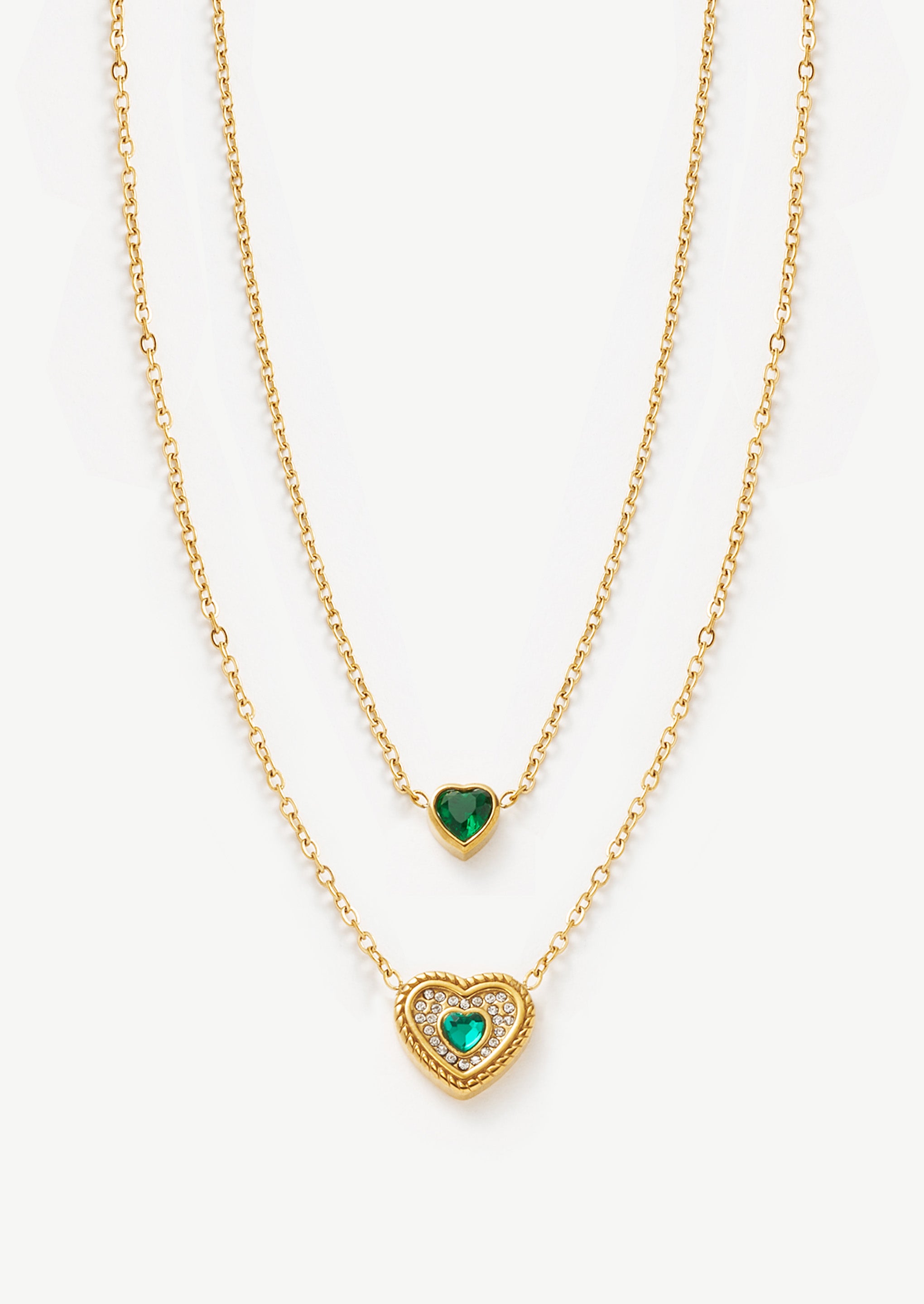 Double Heart Chain Necklace