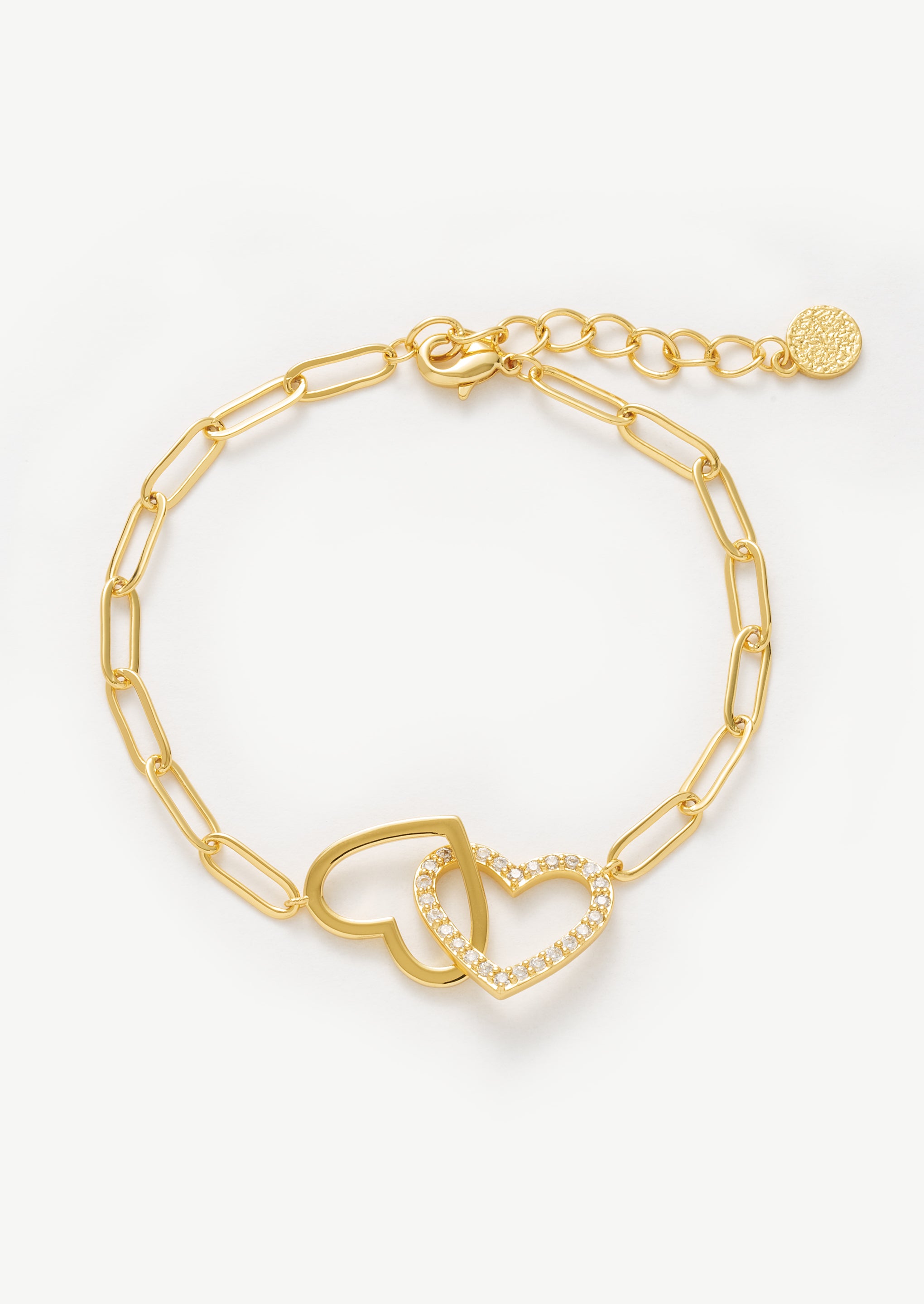 Pave Heart Together Chain Bracelet